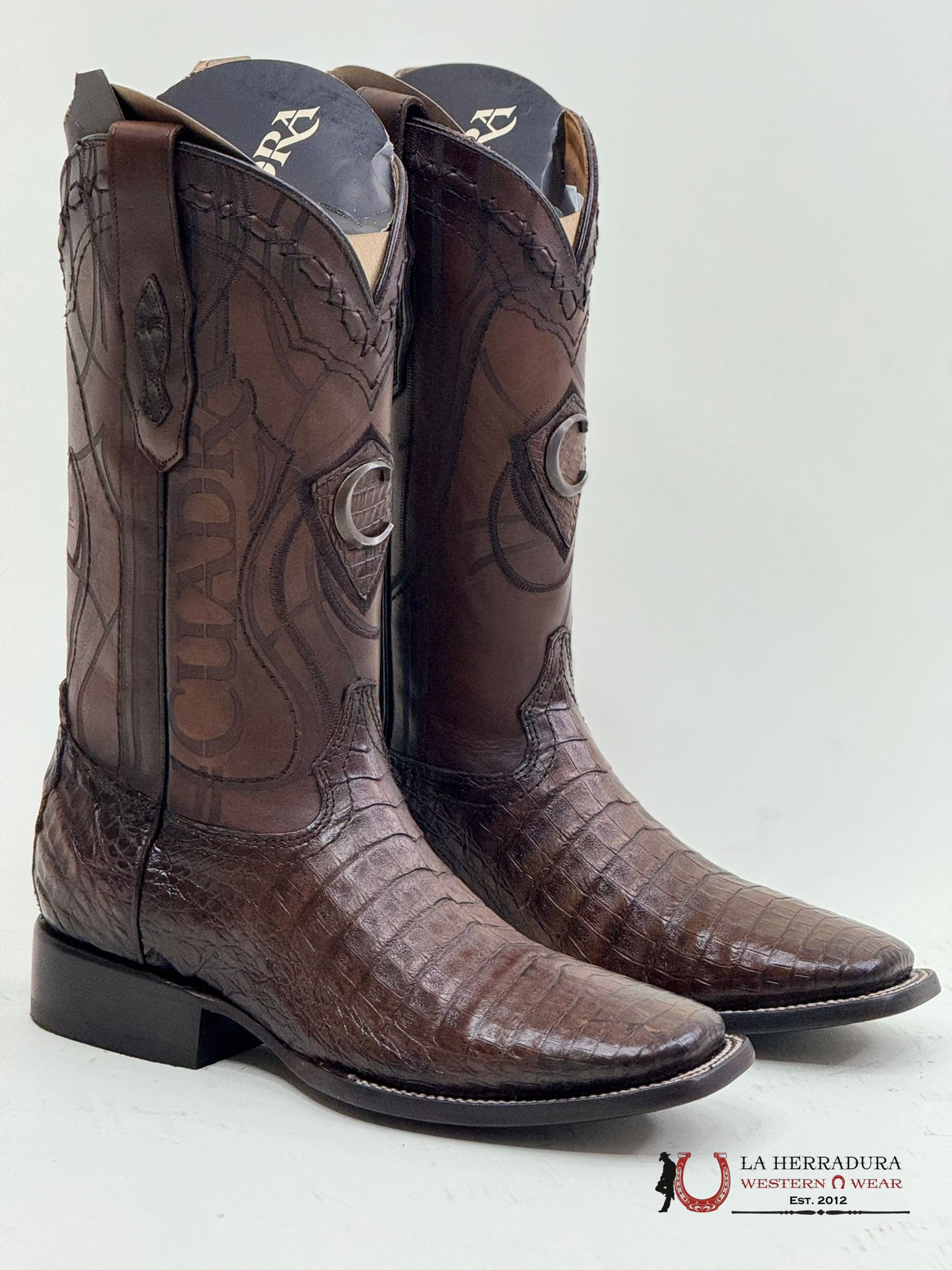 Cuadra Boot Fuscus Belly Caiman Porto Maple Laser & Embroidery Square Toe Cuardra Mens Boots