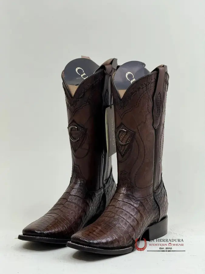 Cuadra Boot Fuscus Belly Caiman Porto Maple Laser & Embroidery Square Toe Cuardra Mens Boots