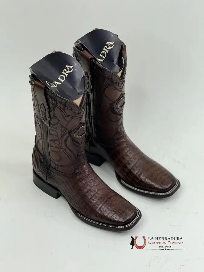 Cuadra Boot Fuscus Belly Caiman Porto Maple Laser & Embroidery Square Toe Cuardra Mens Boots