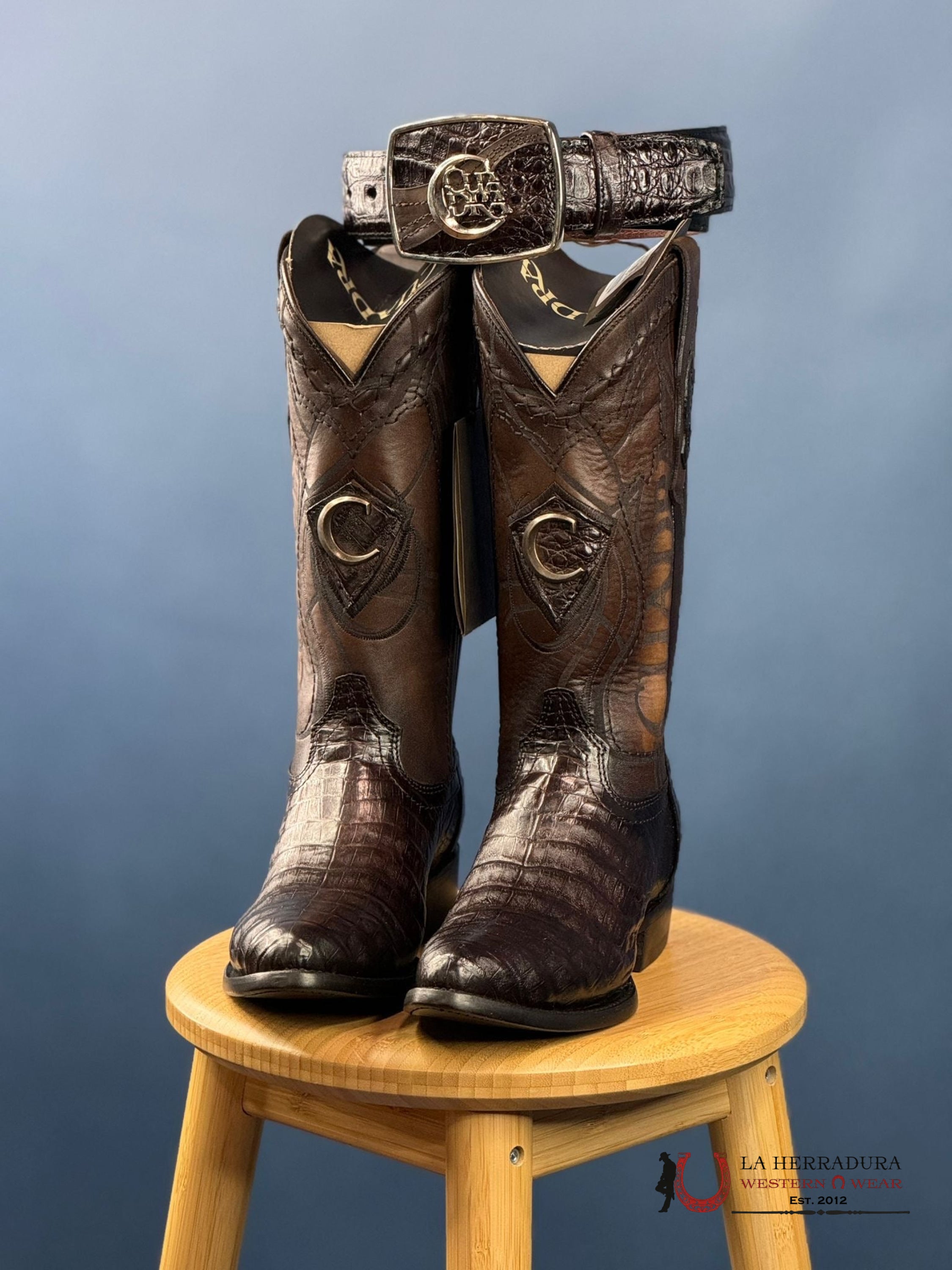 Cuadra Boot Fuscus Belly Paris Cafe Brown Caiman Laser Round Toe2C1Nfy Botas Hombres