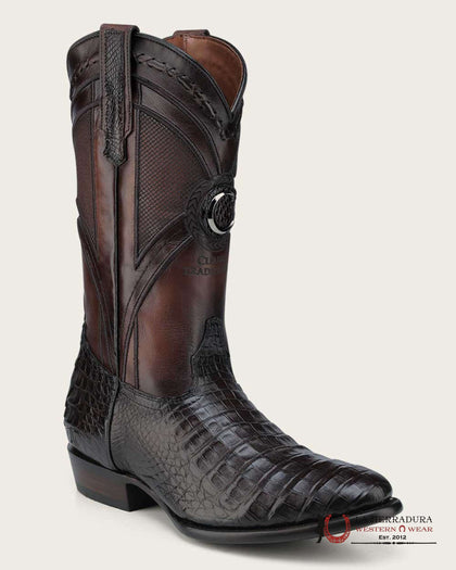 CUADRA BOOT  CU857 FUSCUS LOMO BELLY CAIMAN PUNGE CAFE LASER & EMBROIDERY WOVEN J TOE CU857