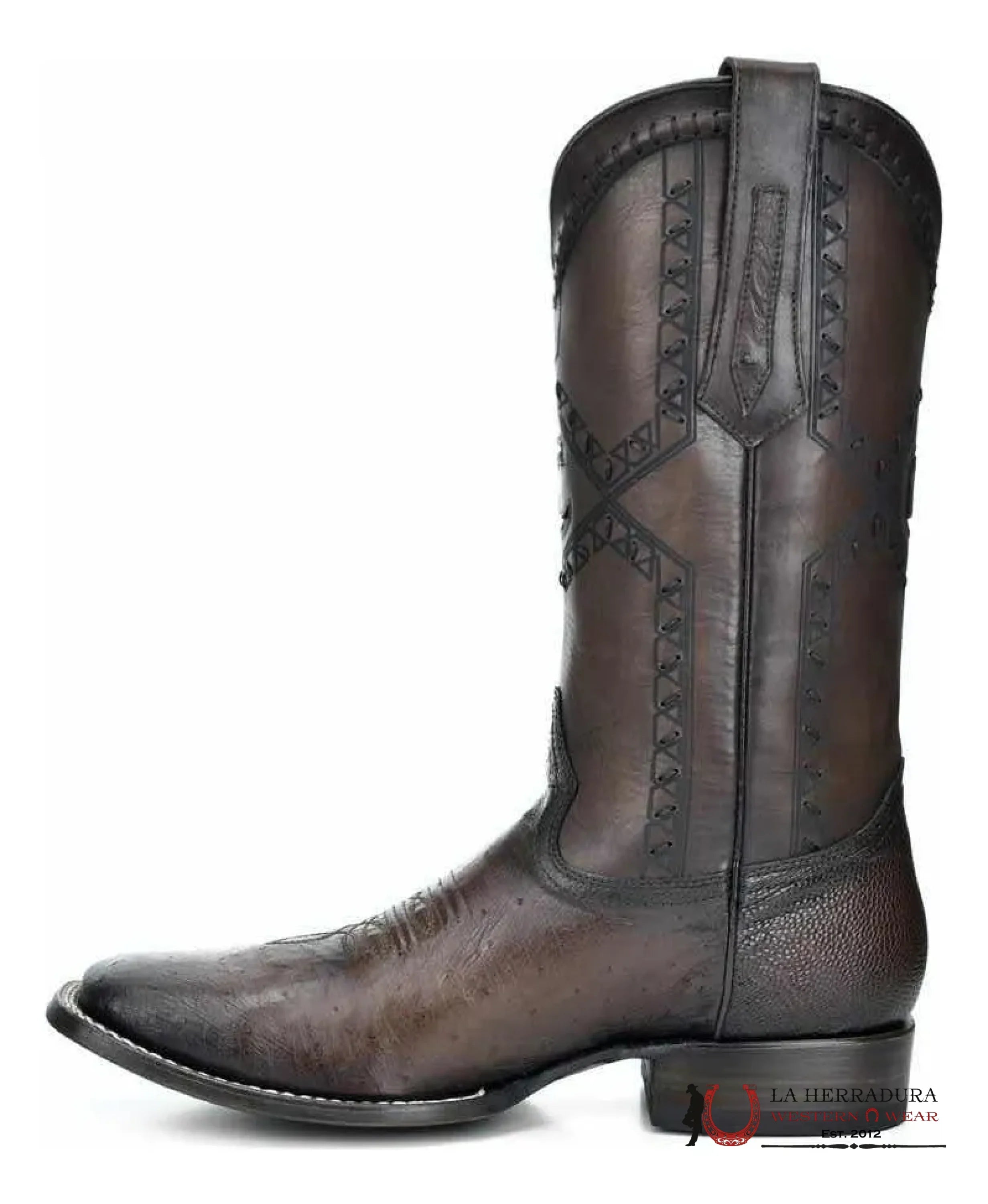 CUADRA BOOT PANZA DE AVESTRUZ FLAME CHOCO SQUARE TOE CU426 BOTAS HOMBRES