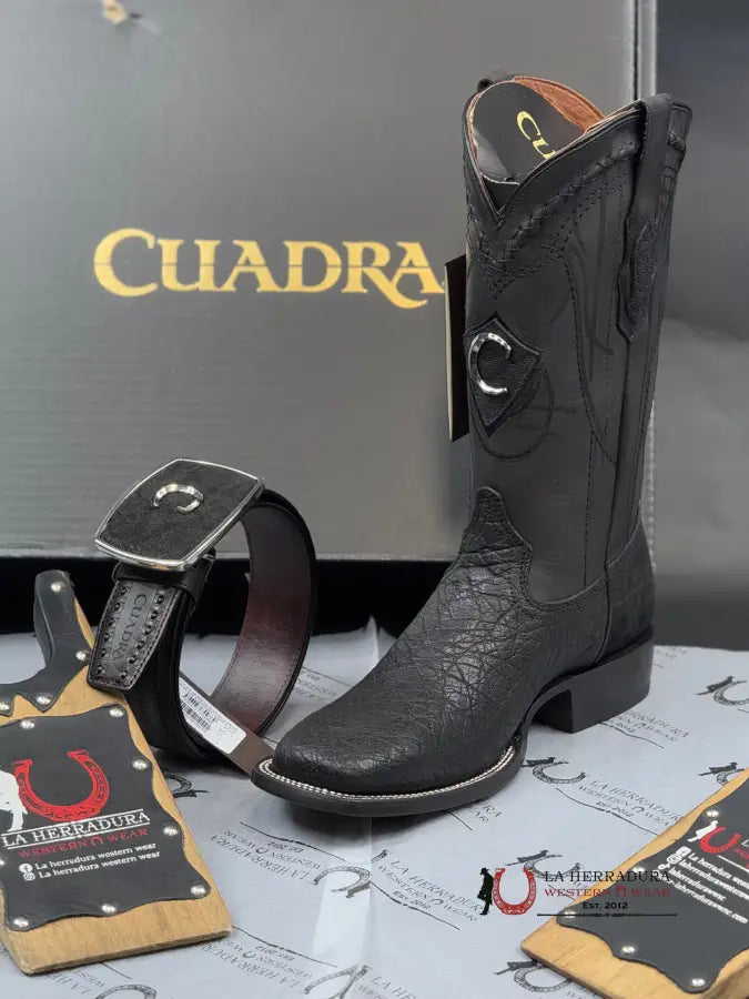 Cuadra Boots Elephant Black Elefante Square Toe 3Z1Oel Botas Hombres