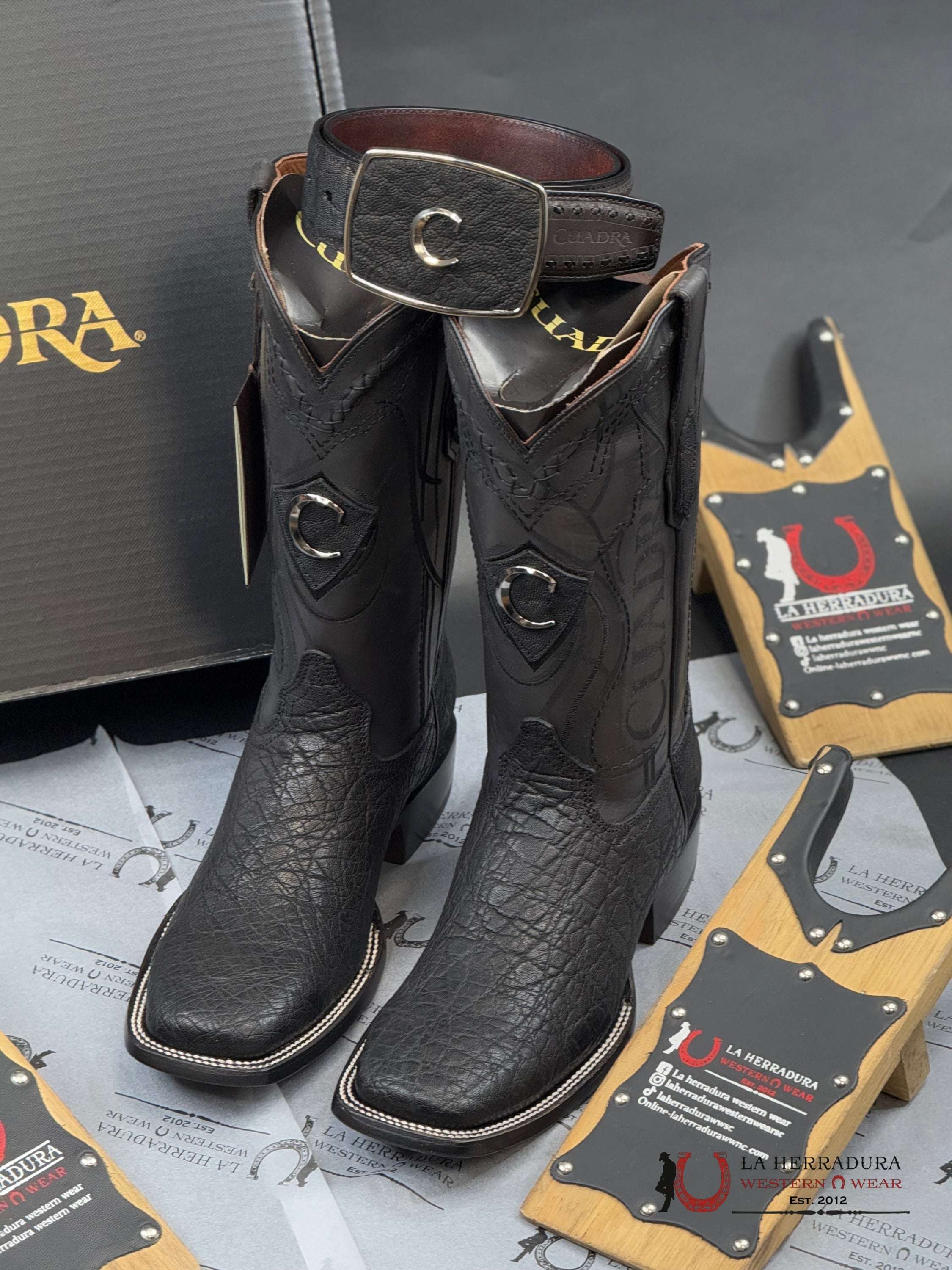CUADRA BOOTS ELEPHANT BLACK ELEFANTE SQUARE TOE CU847