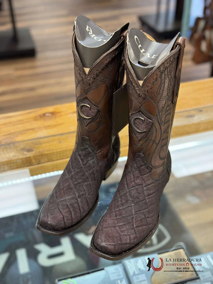 BOTAS CUADRA PIEL DE ELEFANTE CAFÉ CHOCOLATE PUNTA SEMICUADRADA CU458