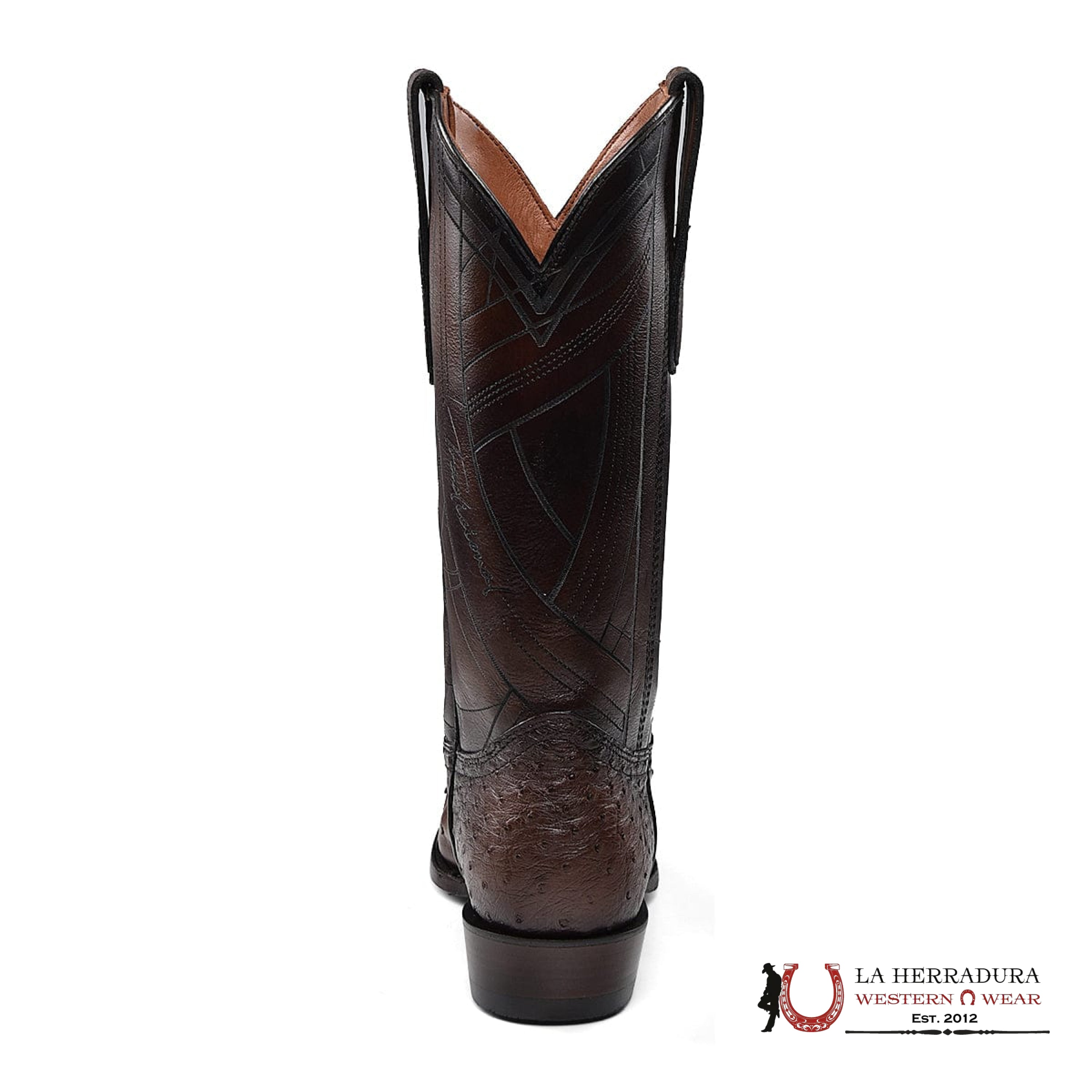 CUADRA BOOTS OSTRICH CHOCOLATE LASER & EMBROIDERY SNIP B22PA1 BOTAS HOMBRES