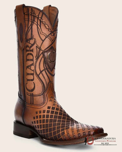 BOTAS CUADRA CU500 SILLERO OVER HONEY LÁSER, BORDADO Y PUNTA CUADRADA TEJIDA