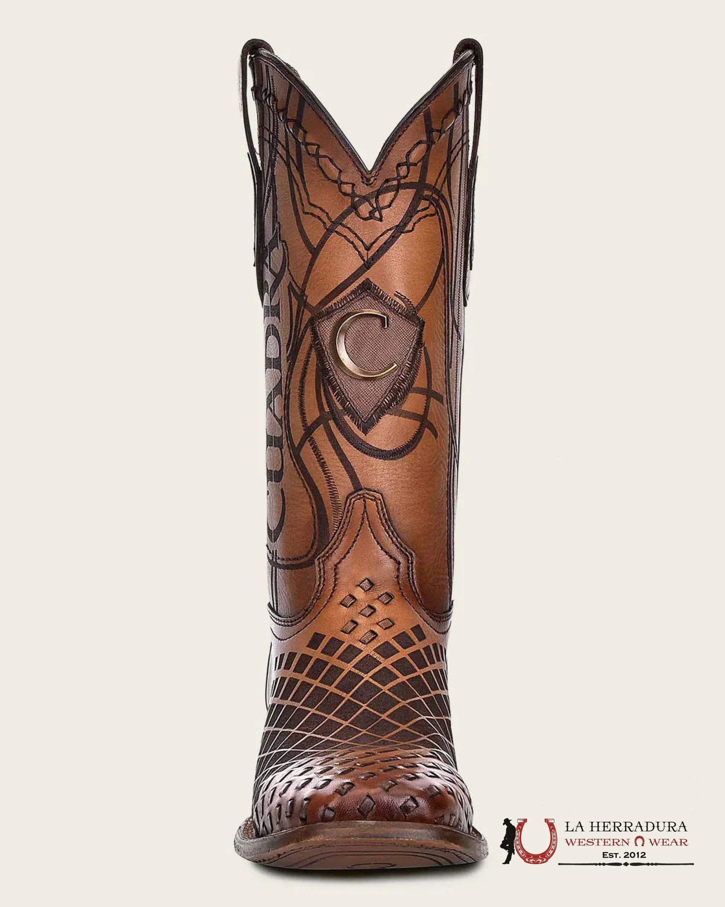 CUADRA BOOTS SILLERO OVER HONEY LASER & EMBROIDERY & WOVEN SQUARE TOE BOTAS HOMBRES