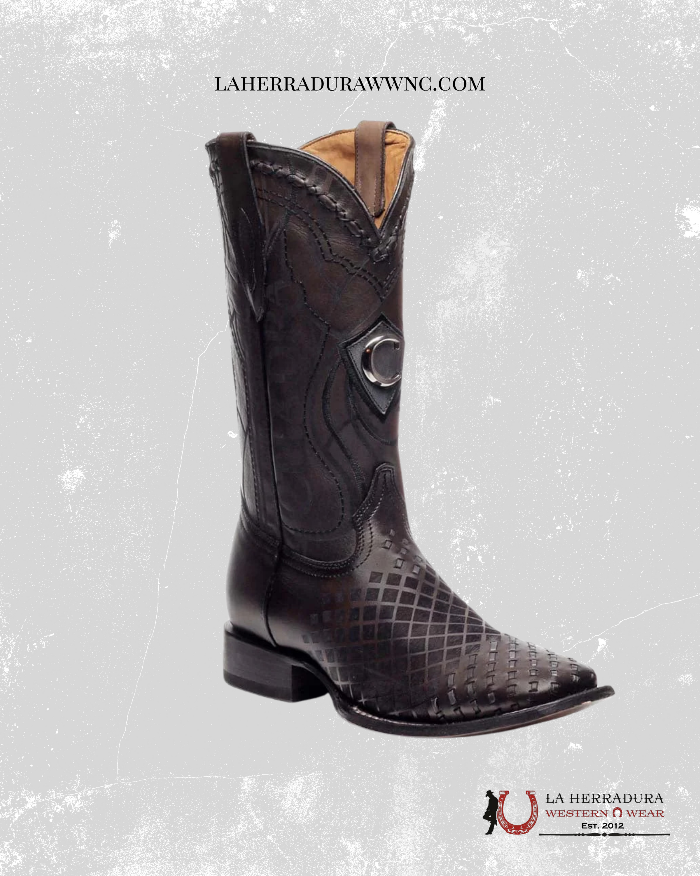 CUADRA BOOTS SQUARE TOE LASER SILLERO OVER BLACK LASER CU676 BOTAS HOMBRES