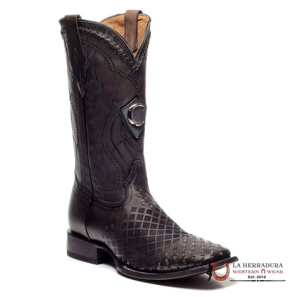 CUADRA BOOTS SQUARE TOE LASER SILLERO OVER BLACK LASER CU676