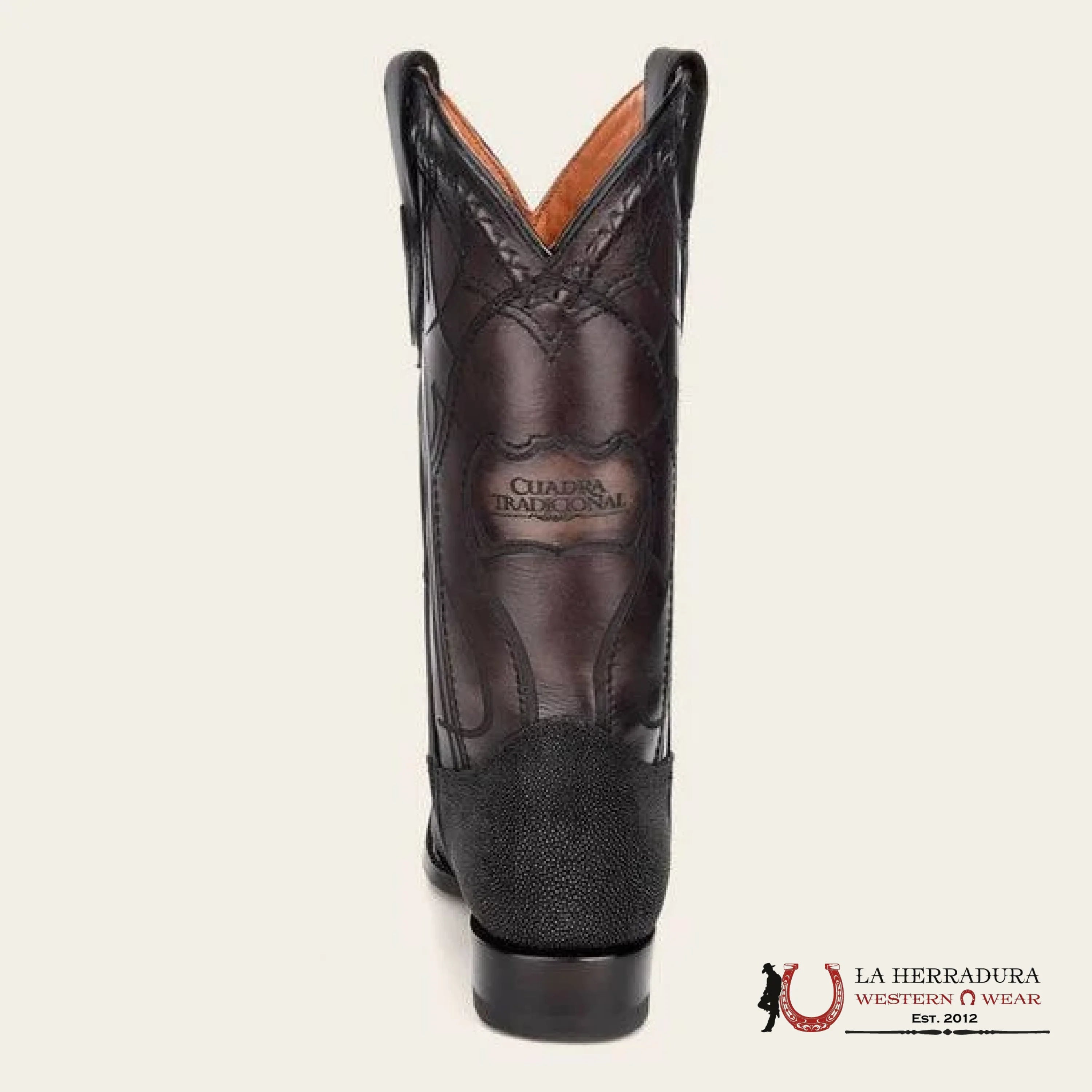 CUADRA BOOTS STINGRAY BLACK WHITE STONE ROUND TOE CU343 BOTAS HOMBRES