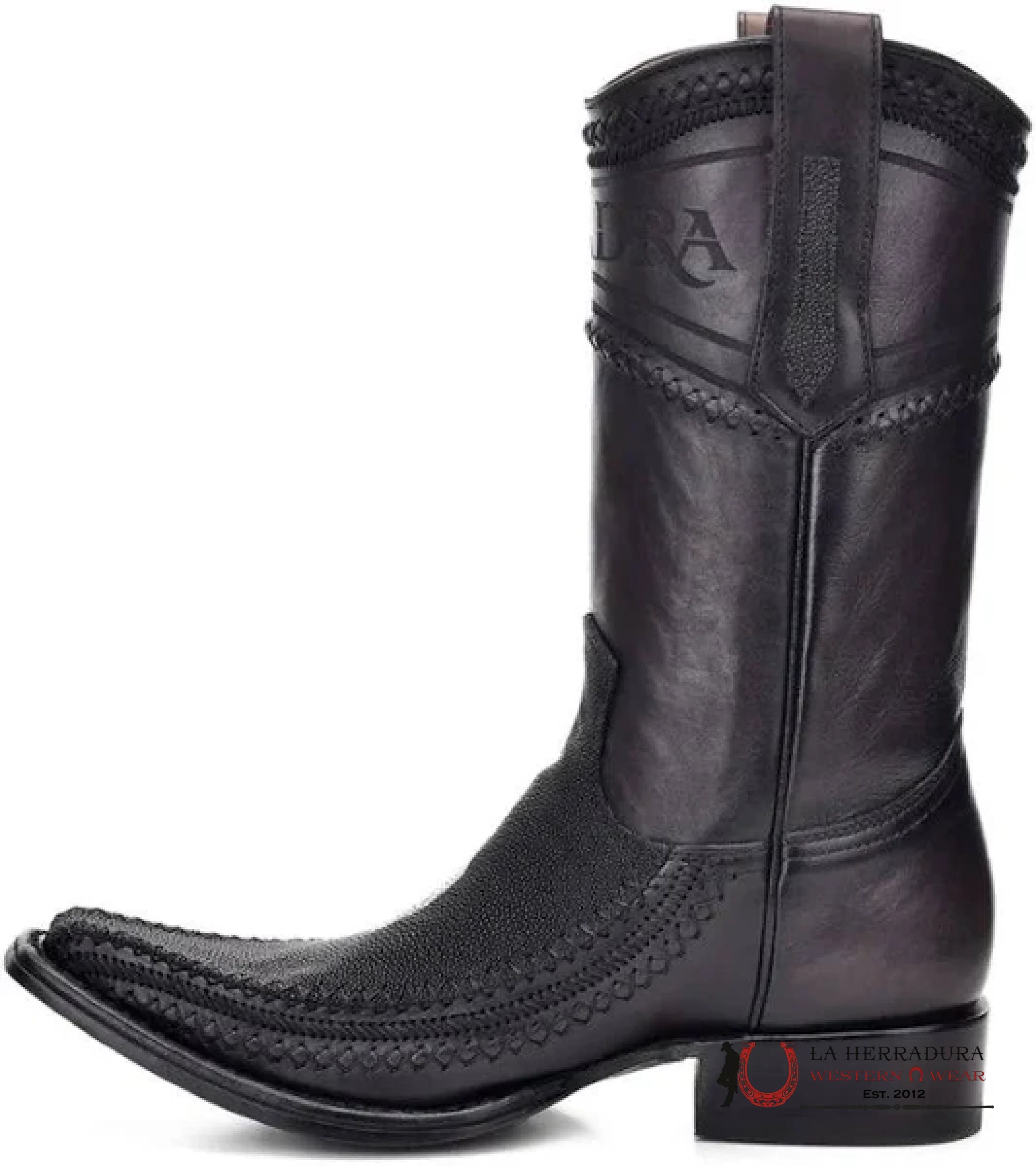 CUADRA BOOTS STINGRAY MANTARRAYA BLACK LASER & WOVEN NARROW SQUARE TOE CU414 BOTAS HOMBRES
