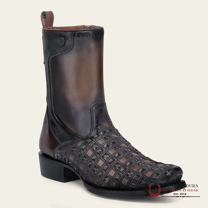 CUADRA CU940 BOTA DE RES CHOCOLATE Y NEGRO LÁSER PUNTA CUADRADA ESTRECHA