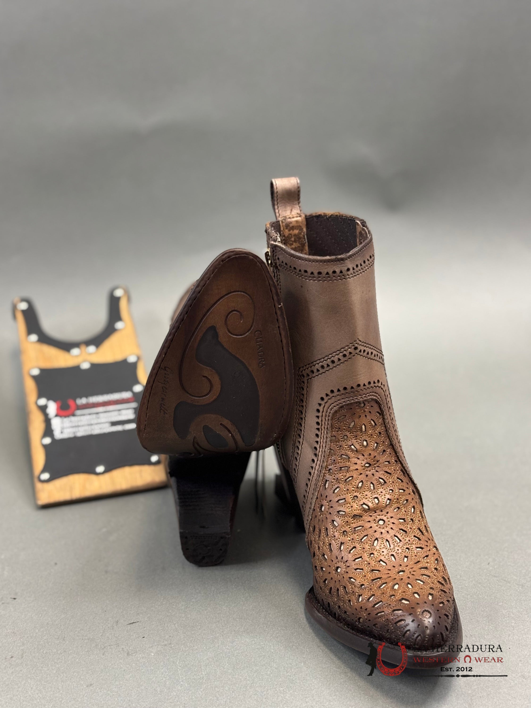 Cuadra Brown Western Crust Maple Leather Ankle Boots For Ladies Cu640 Botas Mujeres