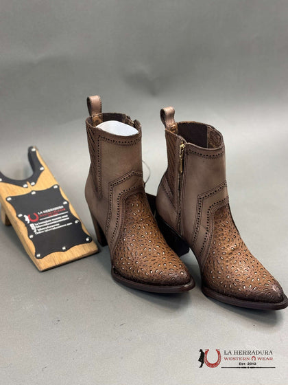 Botines vaqueros de piel en color marrón Maple Crust para mujer Cuadra CU640