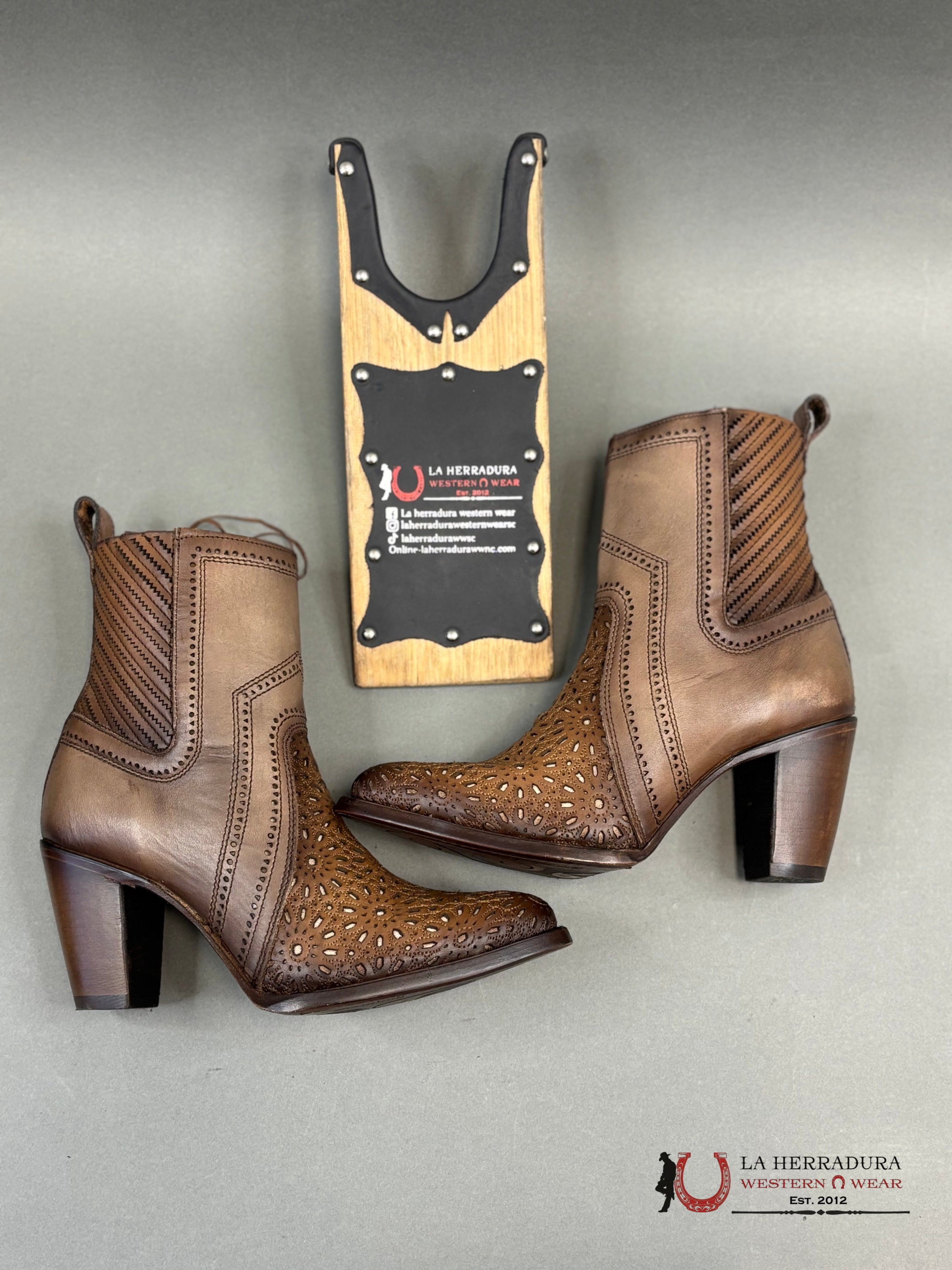 Cuadra Brown Western Crust Maple Leather Ankle Boots For Ladies Cu640 Botas Mujeres