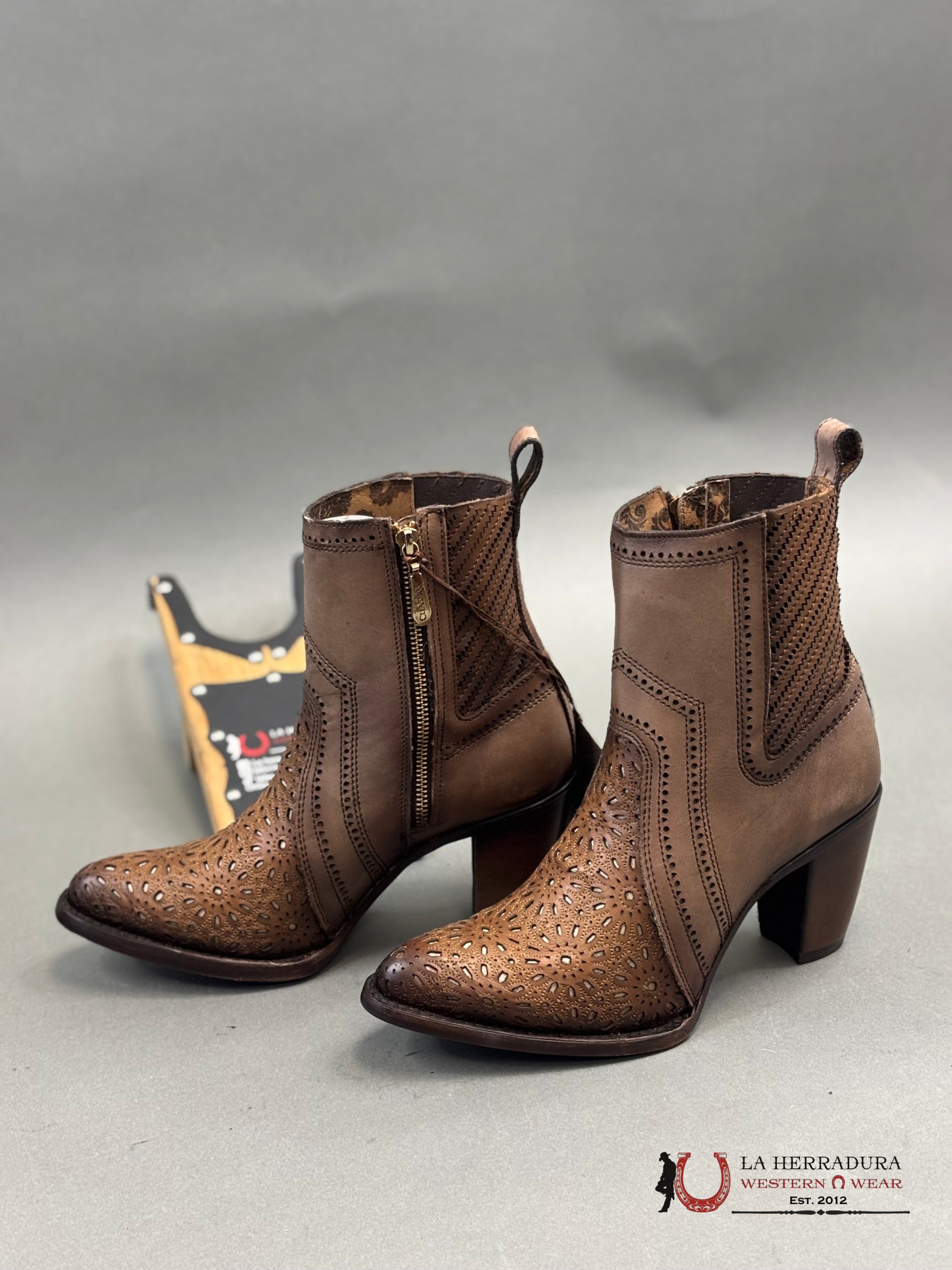 Cuadra Brown Western Crust Maple Leather Ankle Boots For Ladies Cu640 Botas Mujeres