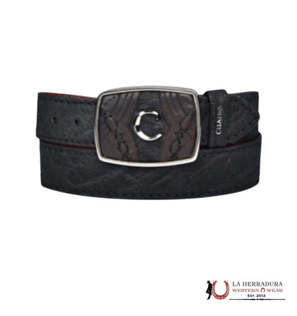 CUADRA Cinturón de PIEL DE ELEFANTE NEGRO- BC346