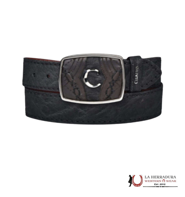 CUADRA Cinturón de PIEL DE ELEFANTE NEGRO- BC346