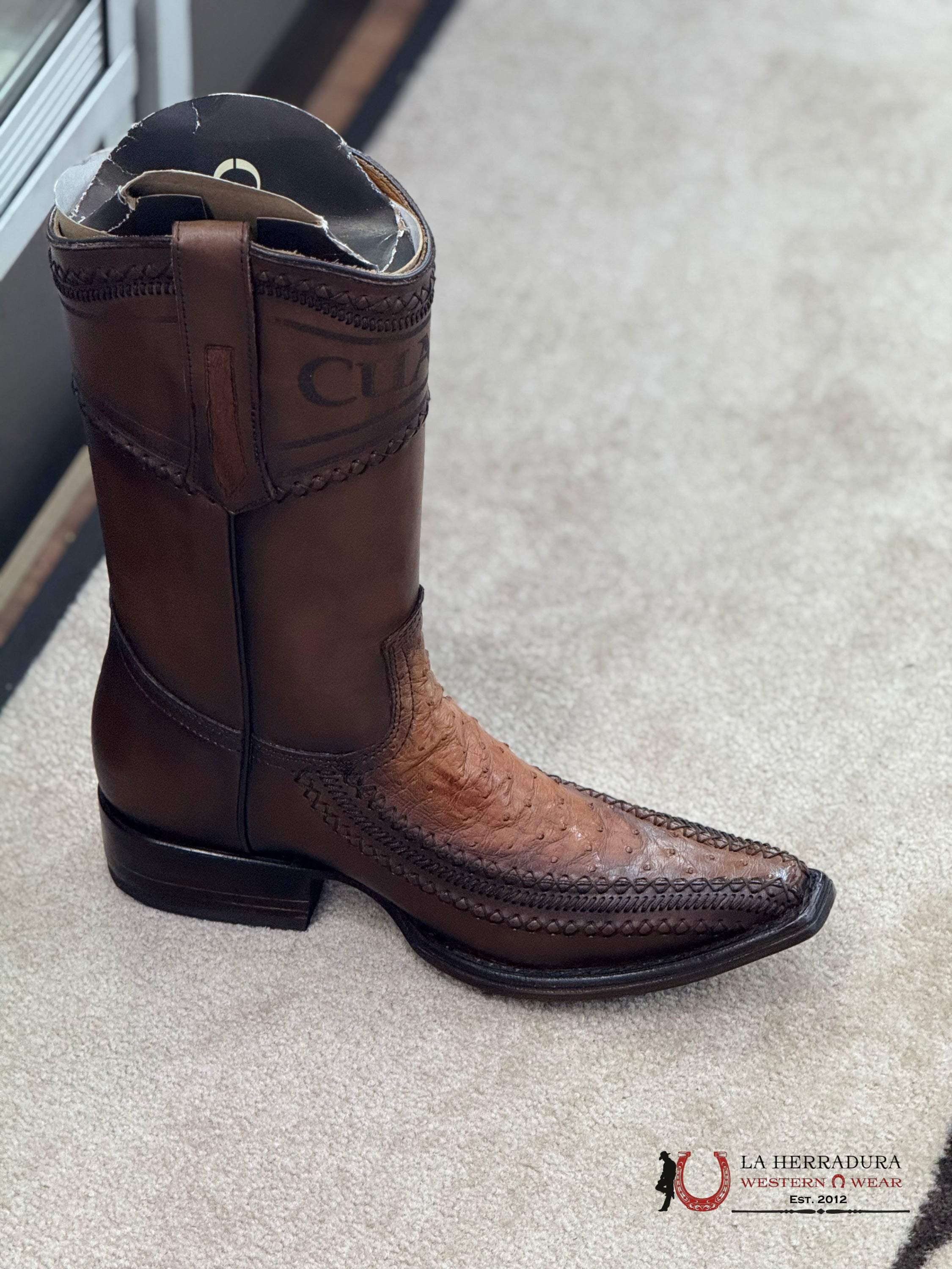 CUADRA CU455 AVESTRUZ FLAME MIEL TEJIDO NARROW TOE CU455 BOTAS HOMBRES