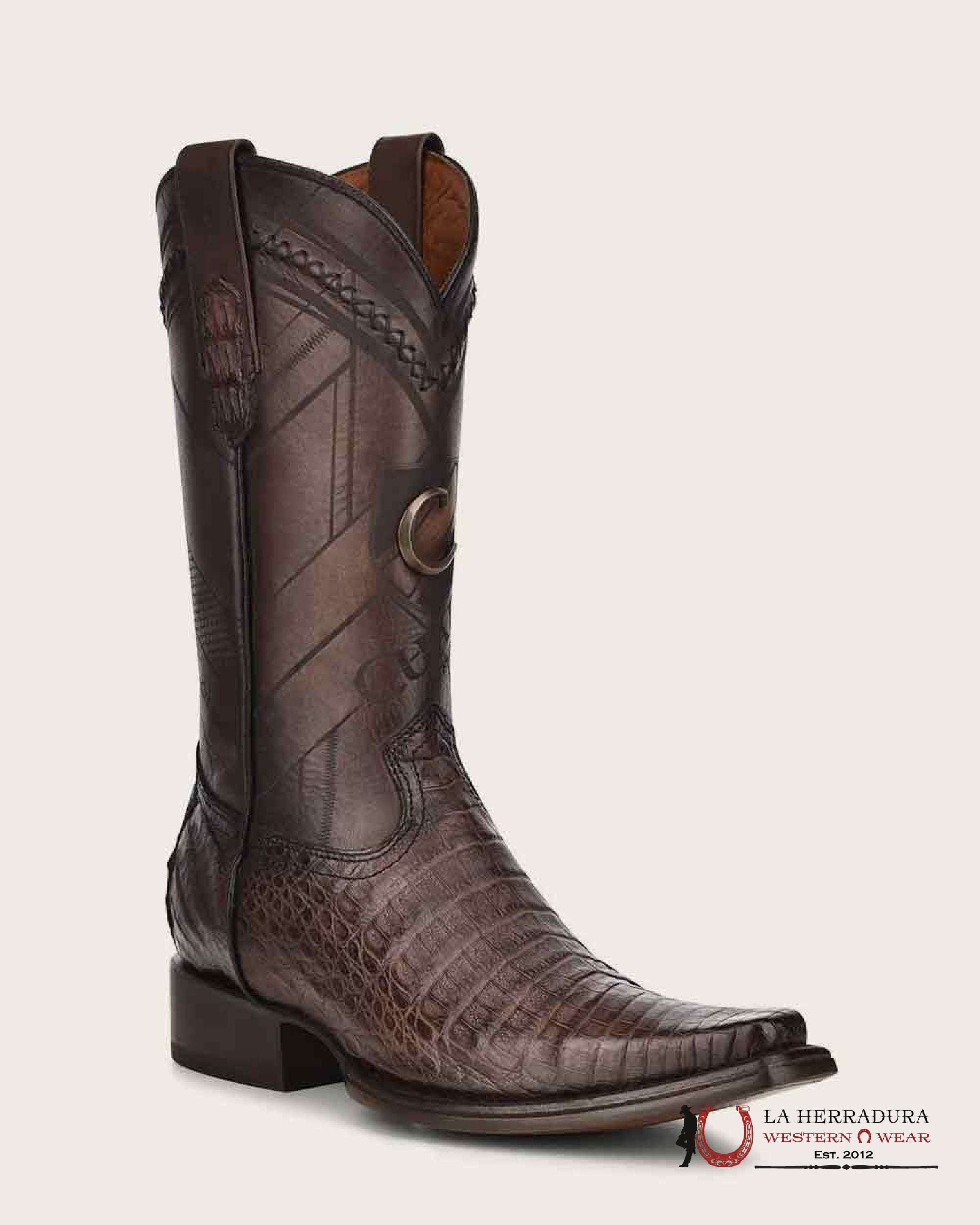 CUADRA BOOT FUSCUS BELLY CAIMAN ARAUCO CHOCO LASER & WOVEN NARROW SQUARE TOE CU551 BOTAS HOMBRES