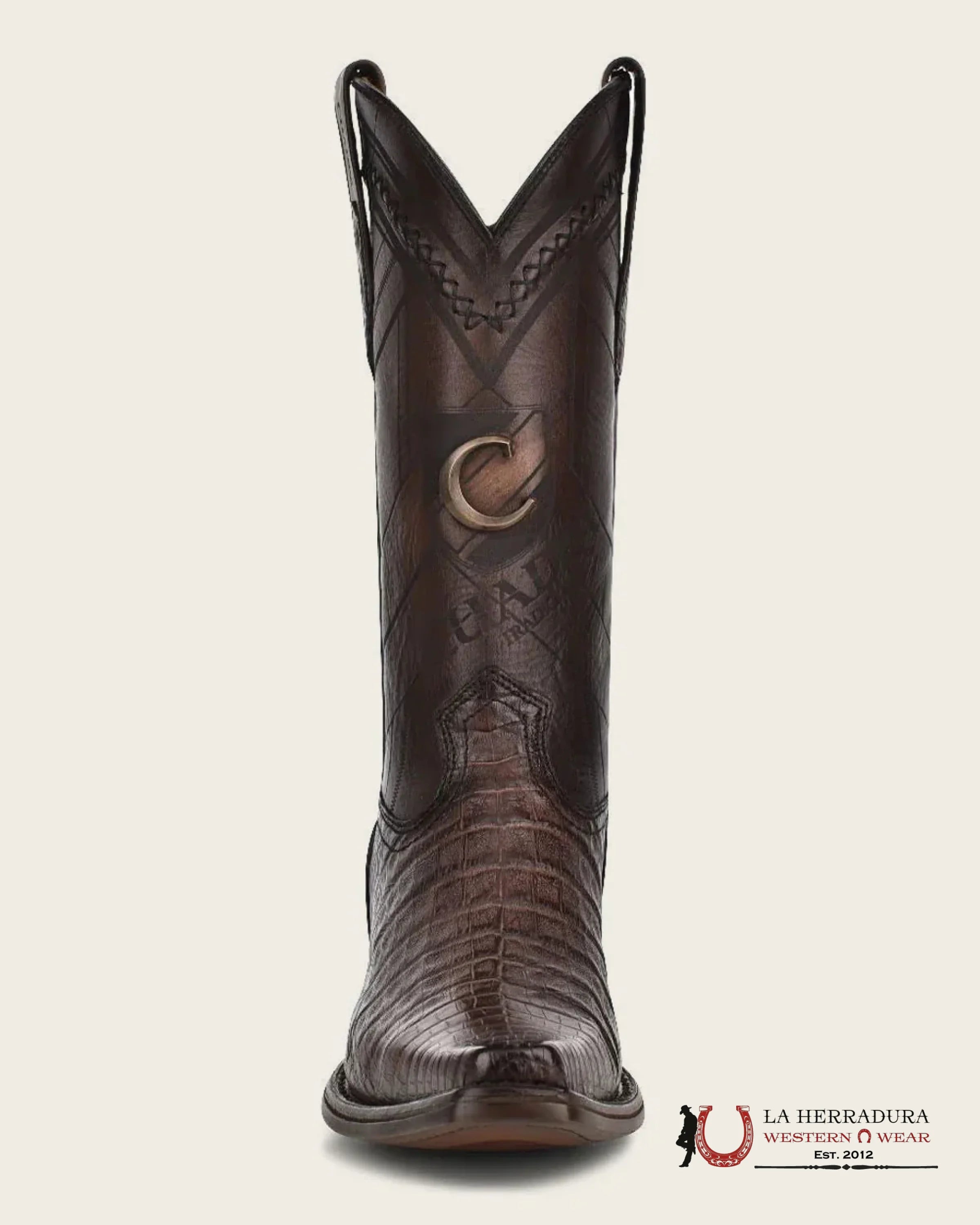 CUADRA BOOT FUSCUS BELLY CAIMAN ARAUCO CHOCO LASER & WOVEN NARROW SQUARE TOE CU551 BOTAS HOMBRES