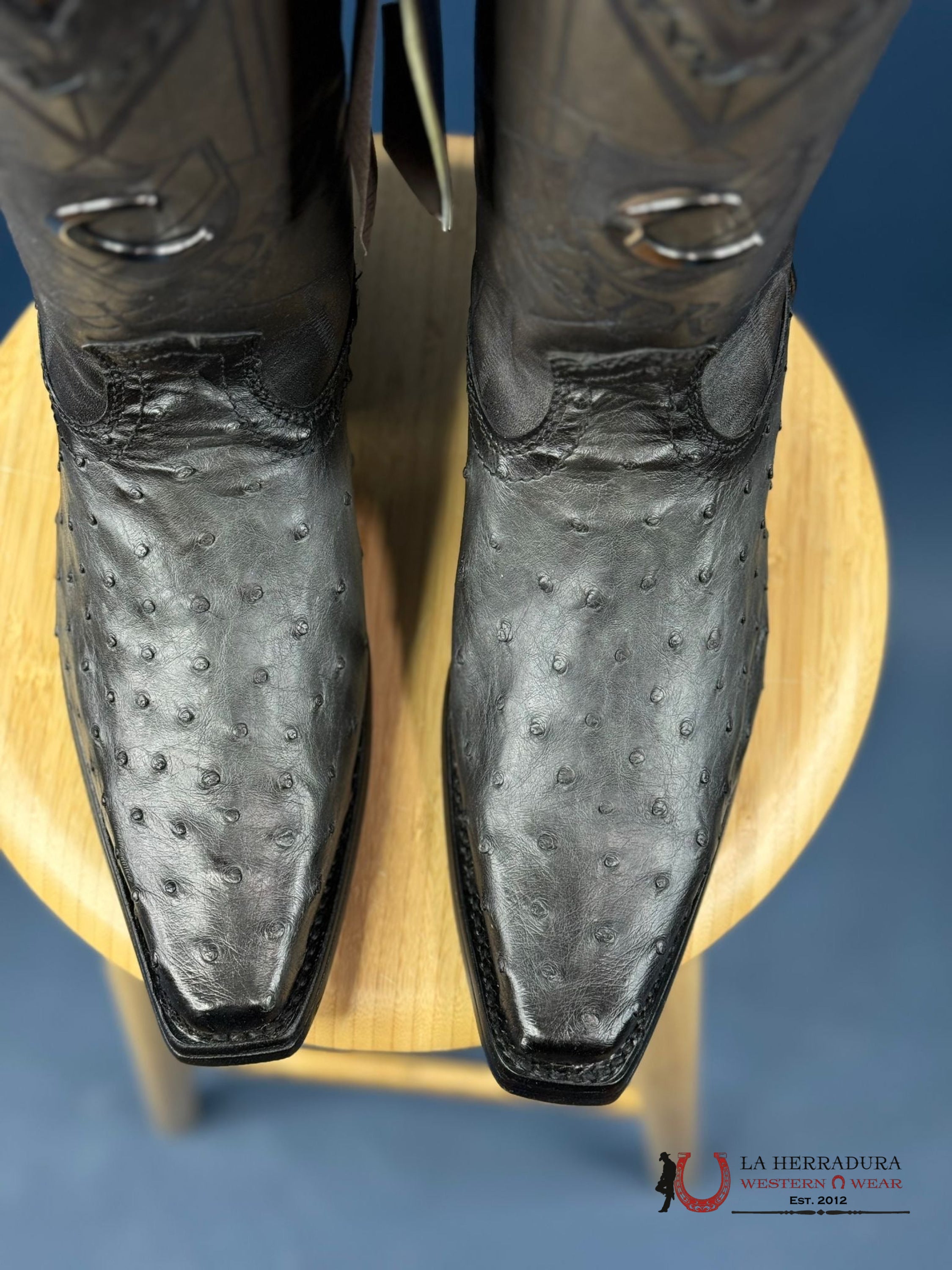 Cuadra Boots Ostrich Everest Grey Laser & Woven Narrow Square Toe Botas Hombres