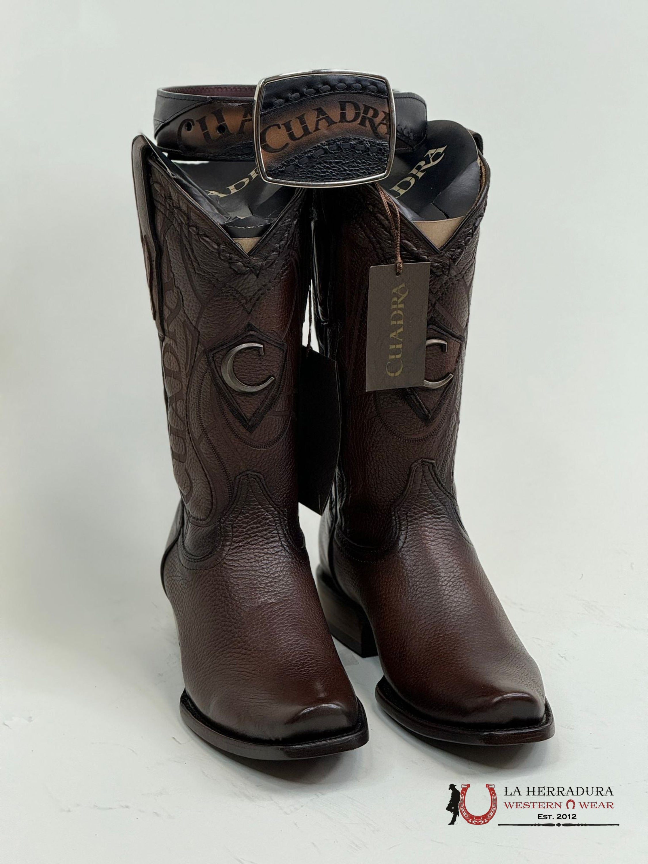 Cuadra Boots Deer Venado Brown Italiano Semi Square Toe Cu801 Botas Hombres