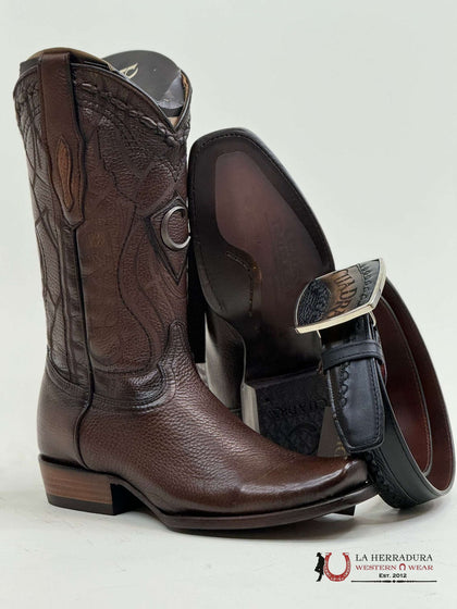 Cuadra CU801 Deer Venado Boots Brown Italiano Semi Square Toe CU801