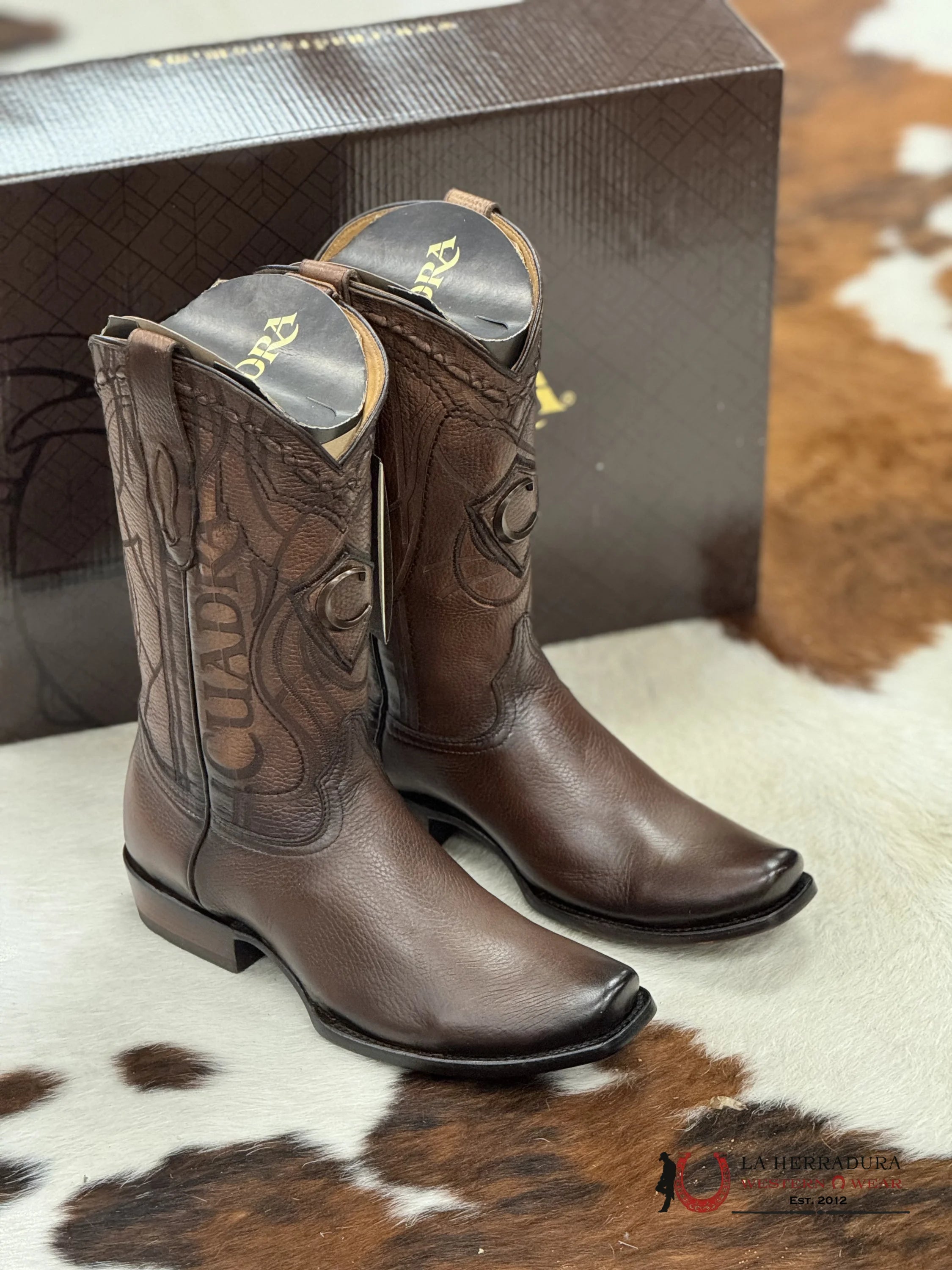 Cuadra Boots Deer Venado Brown Italiano Semi Square Toe Cu801 Botas Hombres