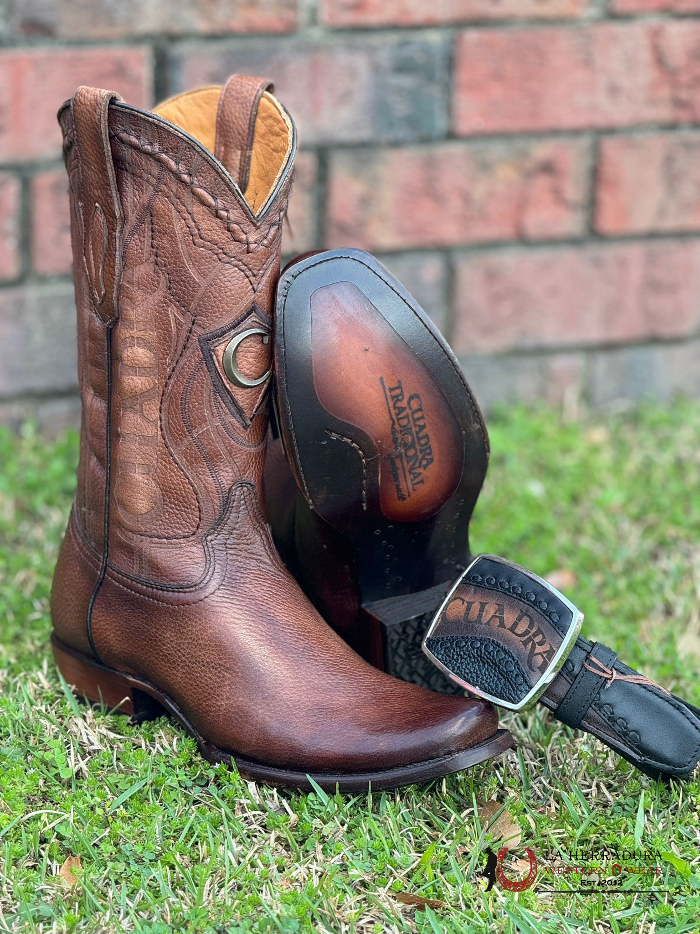 Cuadra Boots Deer Venado Brown Italiano Semi Square Toe Cu801 Botas Hombres