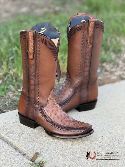 CUADRA CU852 BOOT OSTRICH LUGANO CAFE NARROW SQUARE TOE CU852