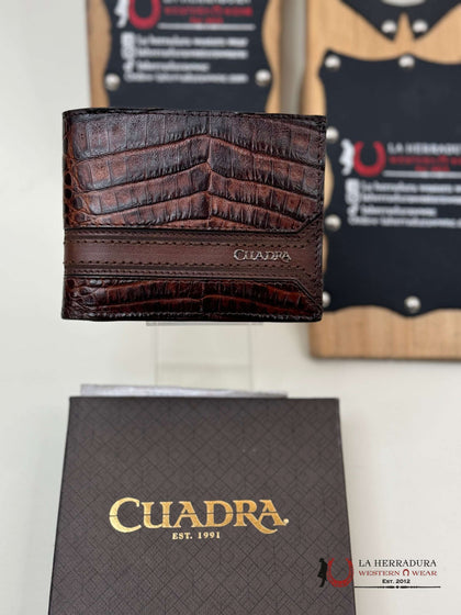 CARTERA CAFÉ DE CAIMÁN EXÓTICO CUADRA
