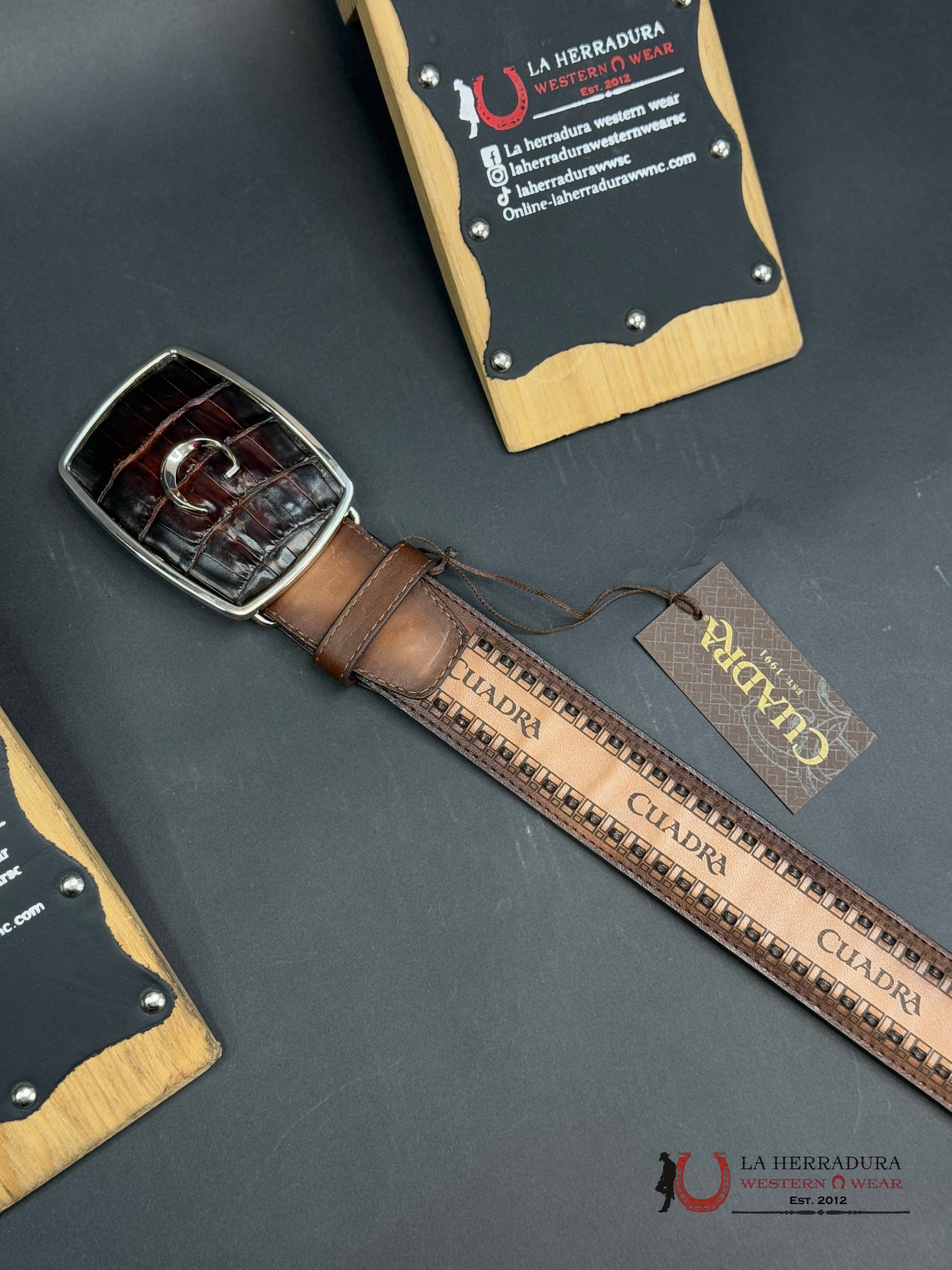 Cuadra Fuscus Belly Honey Caiman Belt Bc171 Cinturones Hombres