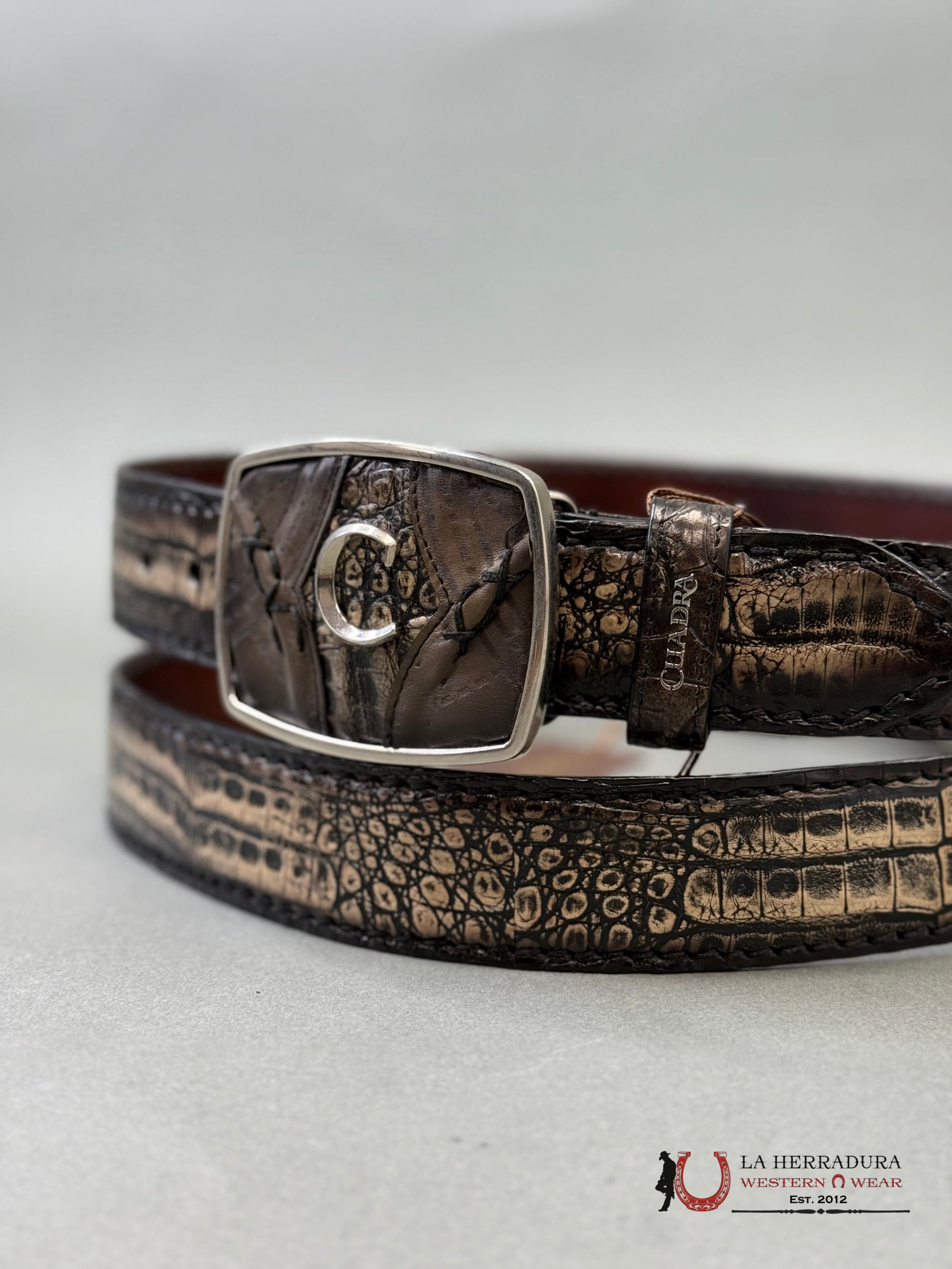 CUADRA FUSCUS BELLY LOMO ATLANTIS NEGRO BROWN BELT CINTURONES HOMBRES