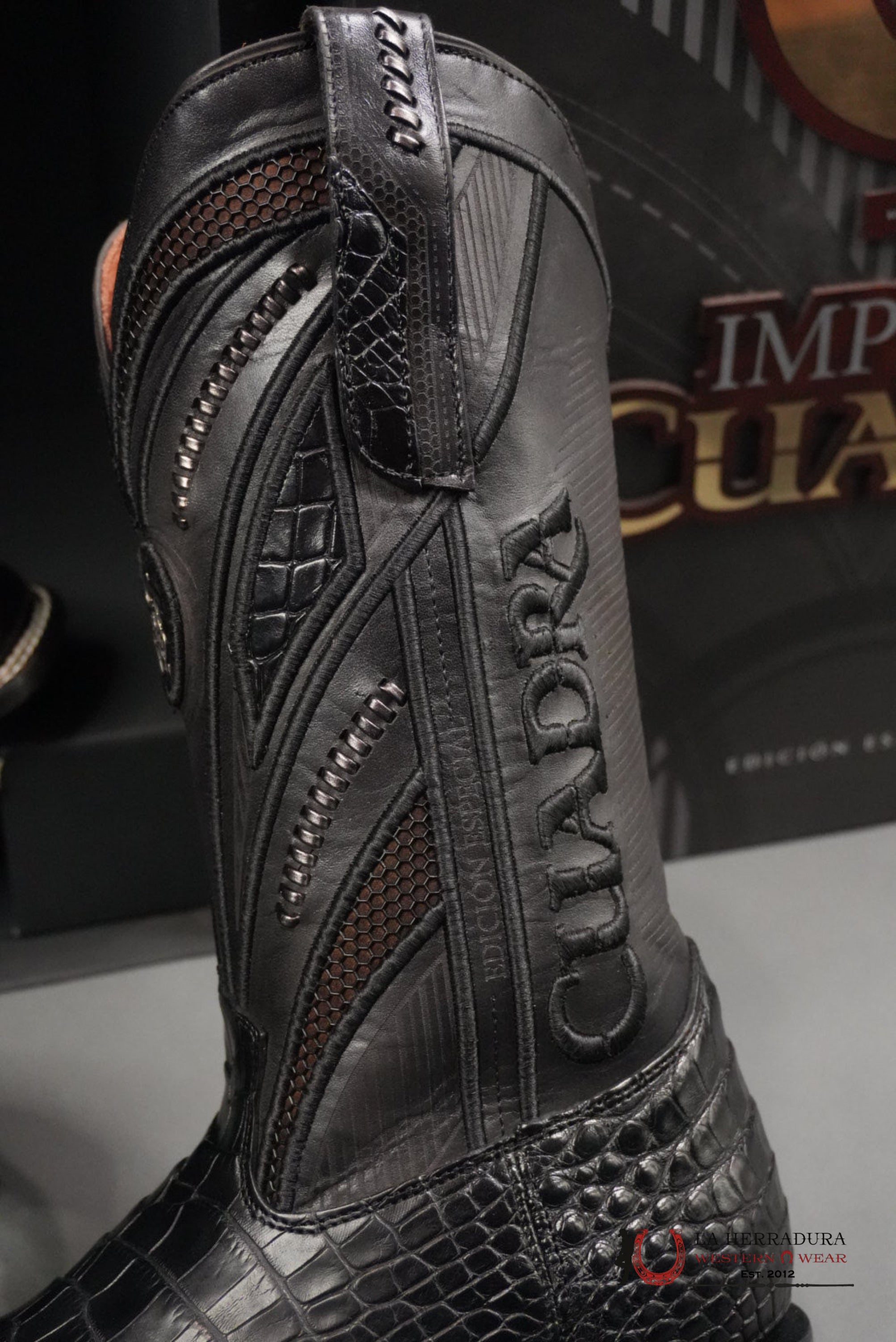 CUADRA IMPERIO BOOTS ALIGATOR/CAIMAN LIMITED EDITION BLACK SQUARE TOE (EE) BOTAS HOMBRES