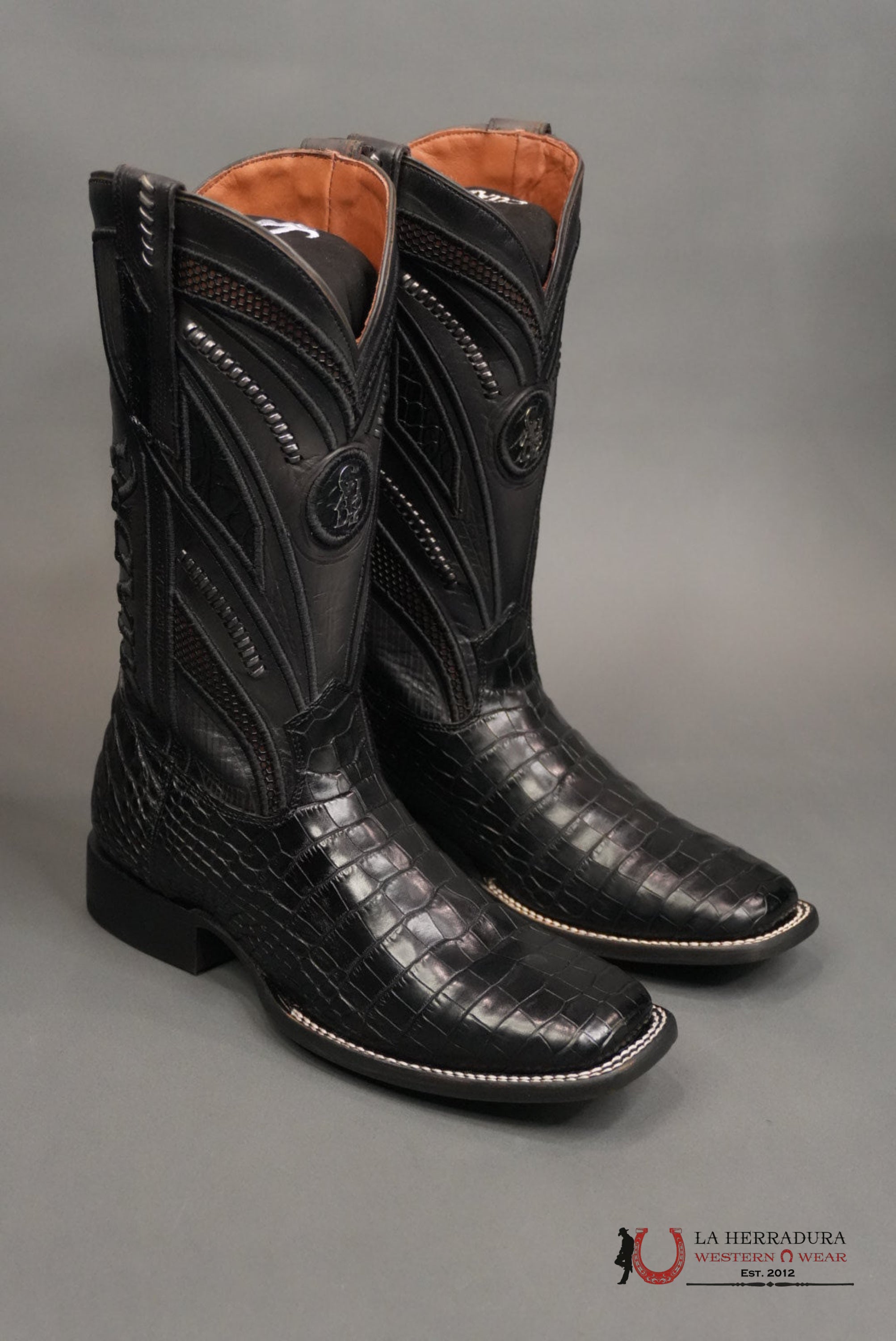 CUADRA IMPERIO BOOTS ALIGATOR/CAIMAN LIMITED EDITION BLACK SQUARE TOE (EE) BOTAS HOMBRES