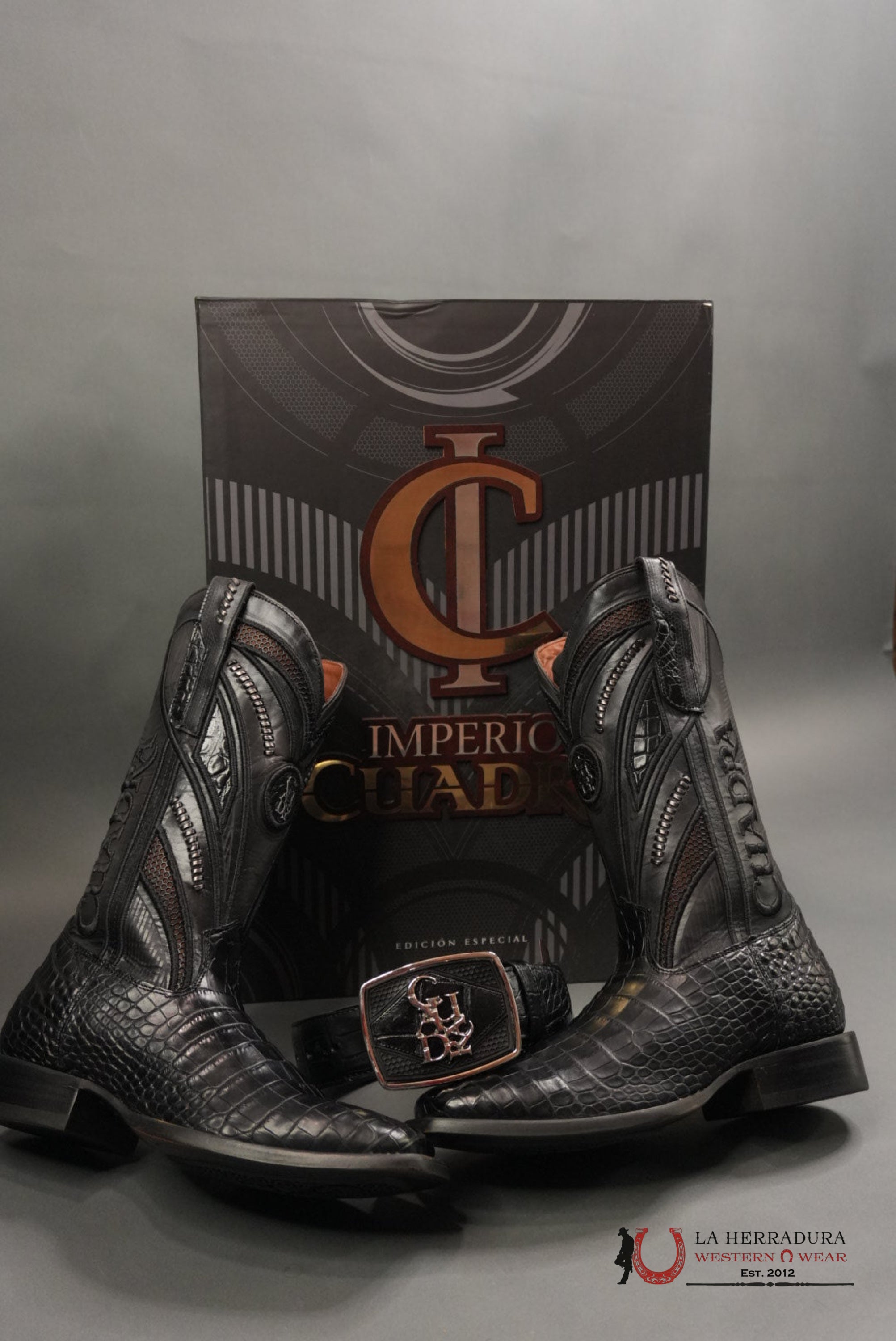 CUADRA IMPERIO BOOTS ALIGATOR/CAIMAN LIMITED EDITION BLACK SQUARE TOE (EE) BOTAS HOMBRES
