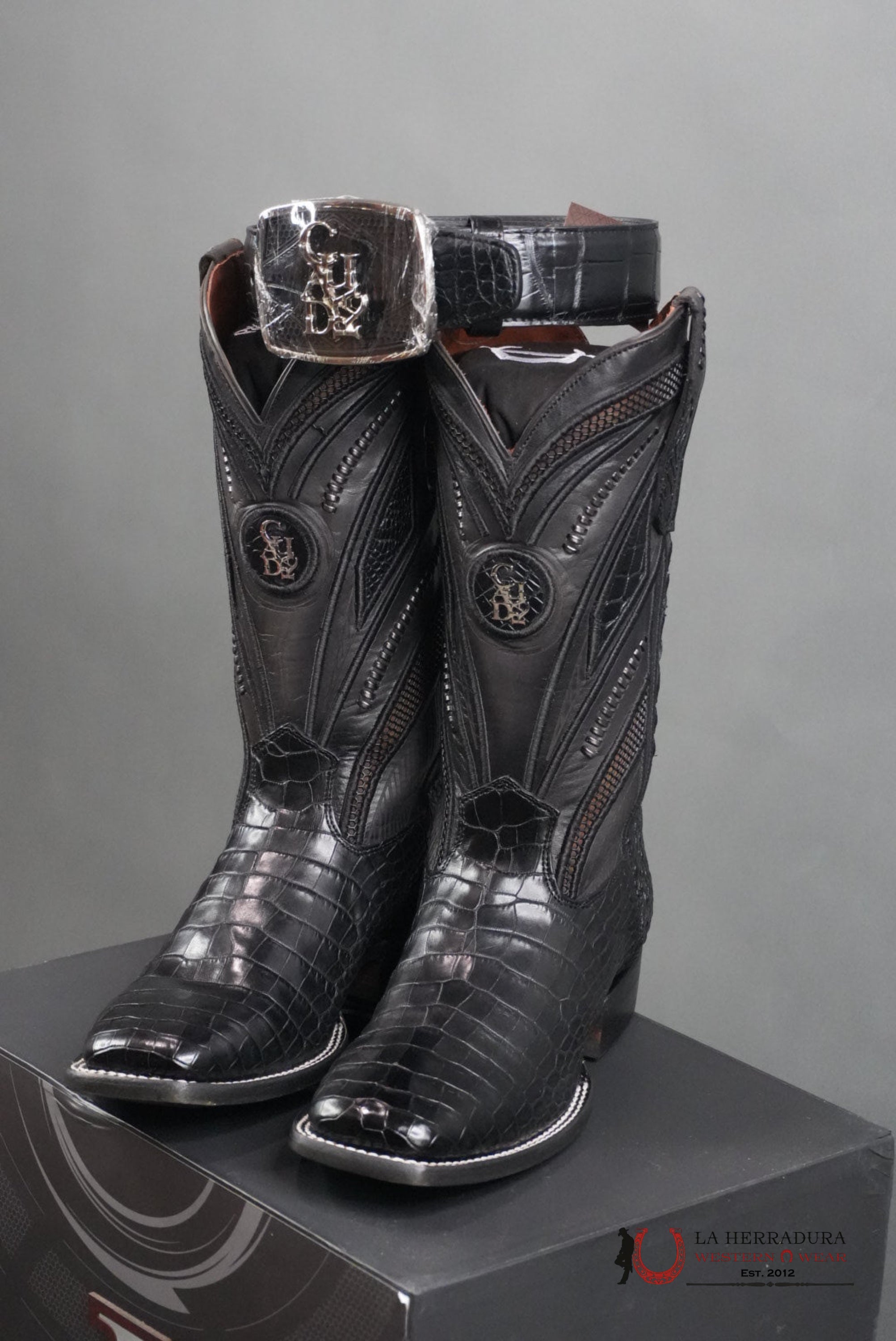 CUADRA IMPERIO BOOTS ALIGATOR/CAIMAN LIMITED EDITION BLACK SQUARE TOE (EE) BOTAS HOMBRES