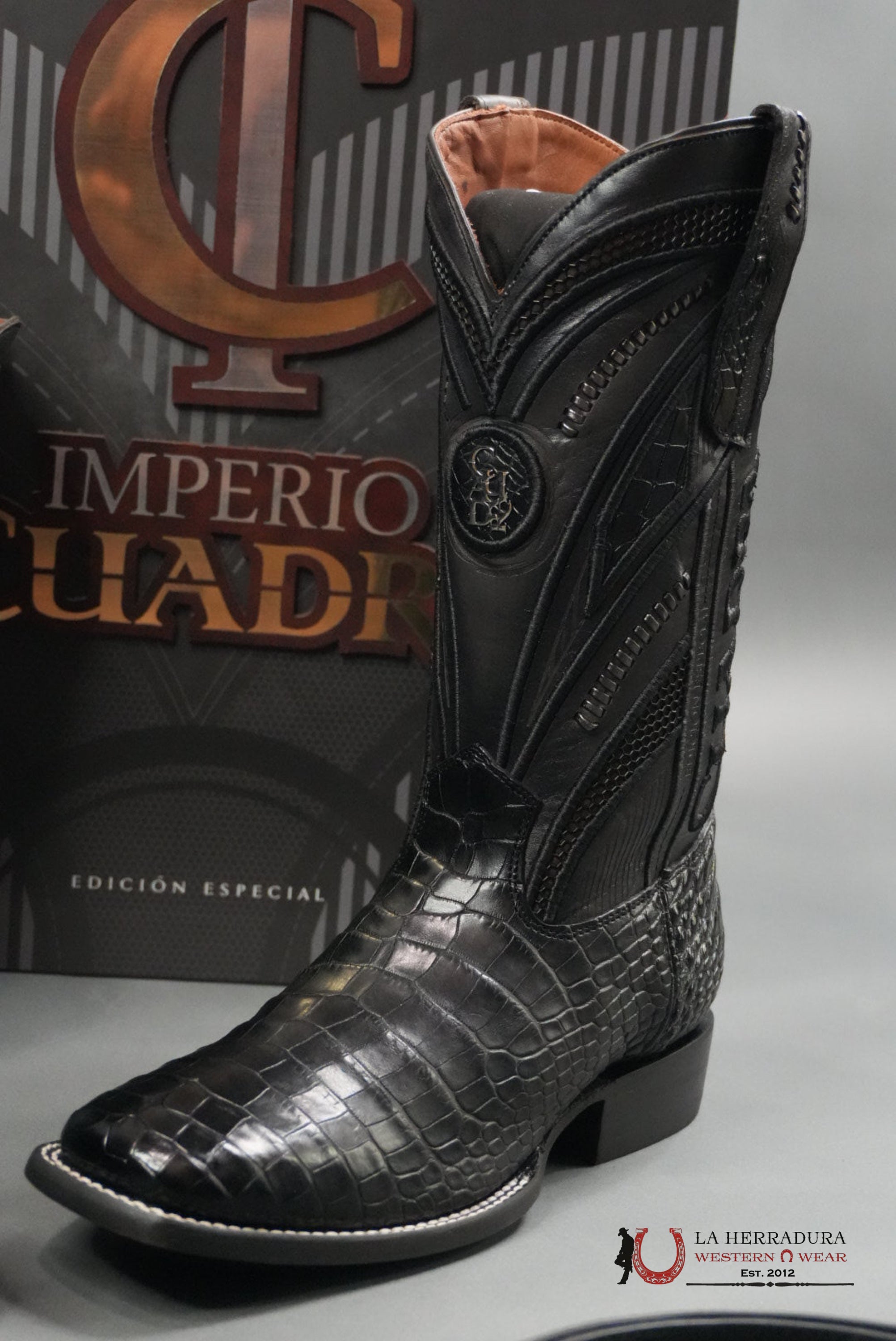 CUADRA IMPERIO BOOTS ALIGATOR/CAIMAN LIMITED EDITION BLACK SQUARE TOE (EE) BOTAS HOMBRES