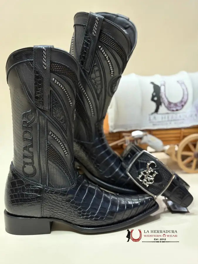 Cuadra Imperio Boots Aligator Limited Edition Black Narrow Botas Hombres