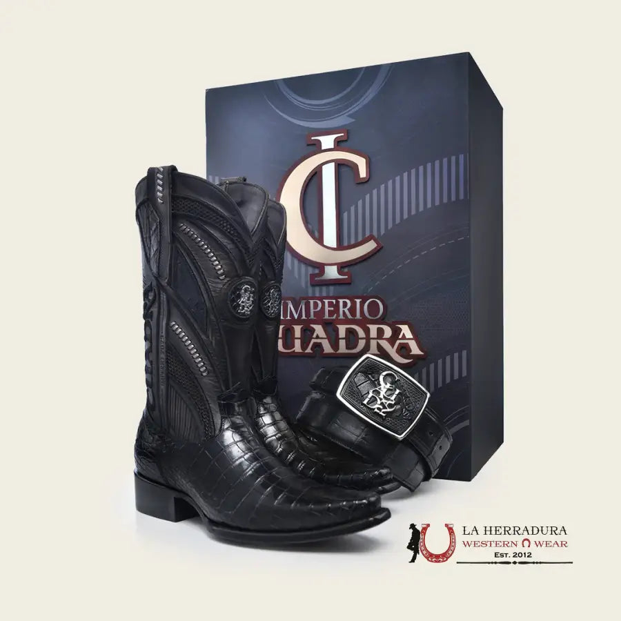 Cuadra Imperio Boots Aligator Limited Edition Black Narrow Botas Hombres