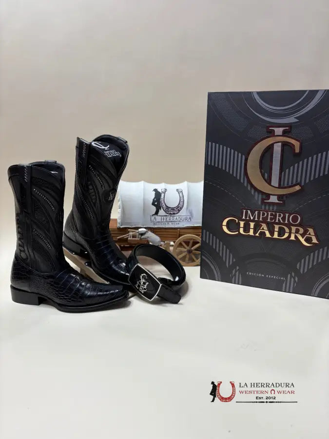 Cuadra Imperio Boots Aligator Limited Edition Black Narrow Botas Hombres