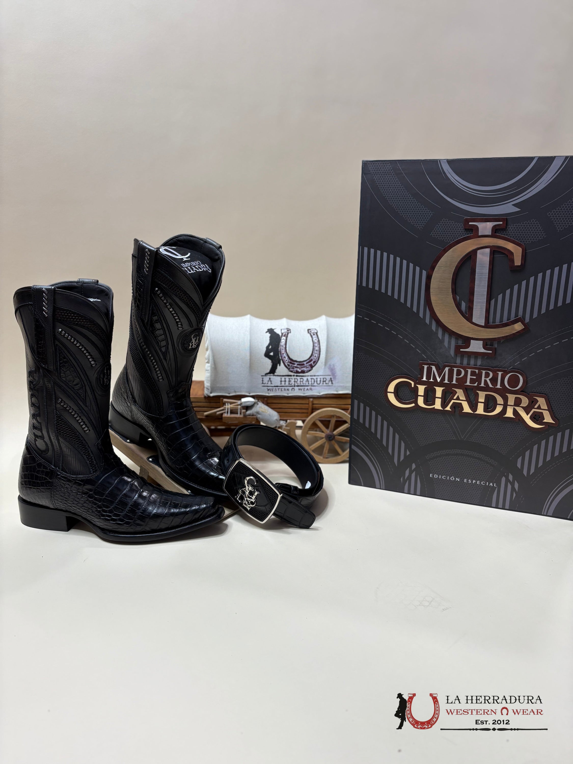 Cuadra Imperio Boots Aligator Limited Edition Black Narrow Botas Hombres