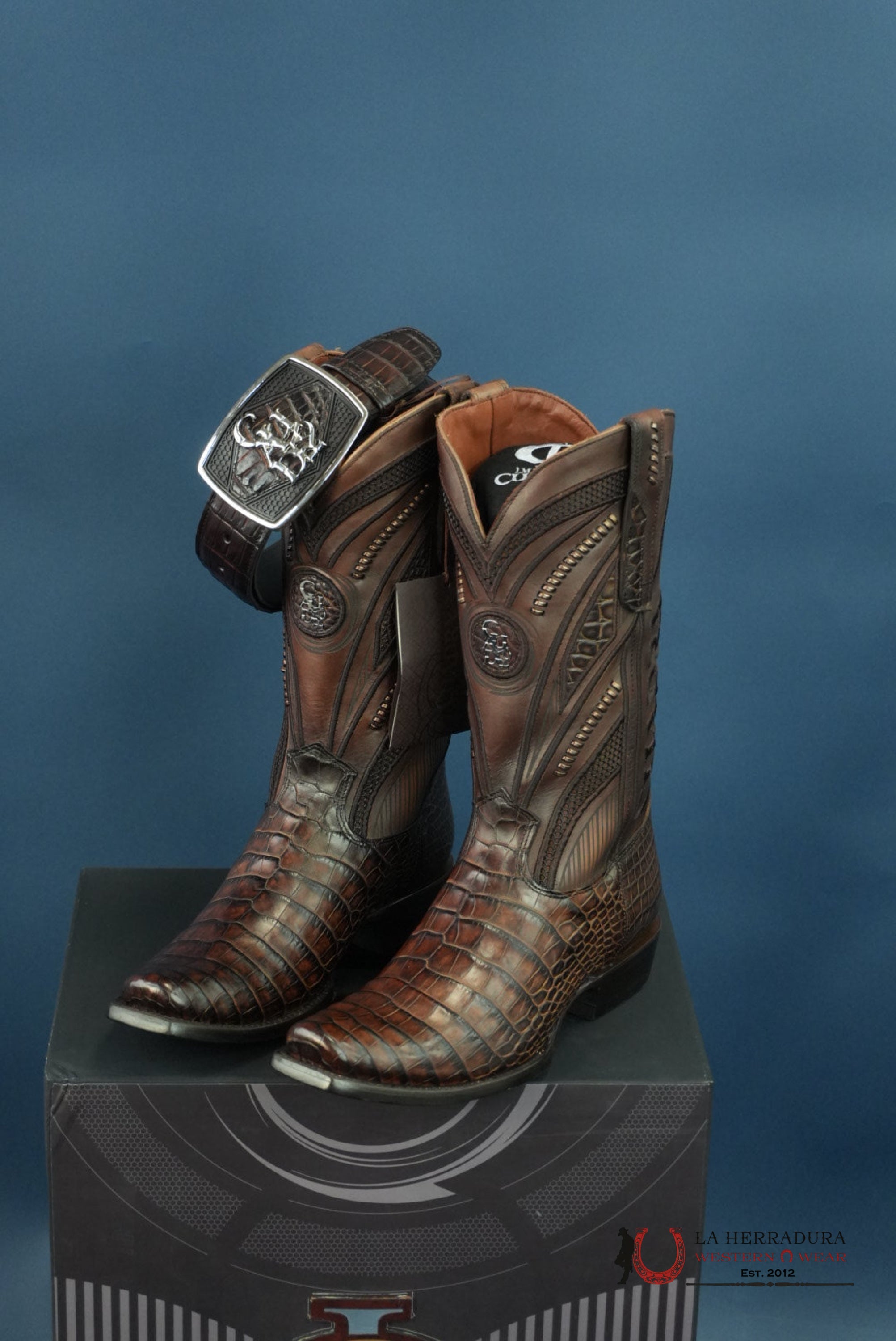 CUADRA IMPERIO BOOTS ALLIGATOR LIMITED EDTION MOKA NARROW SQUARE TOE BOTAS HOMBRES