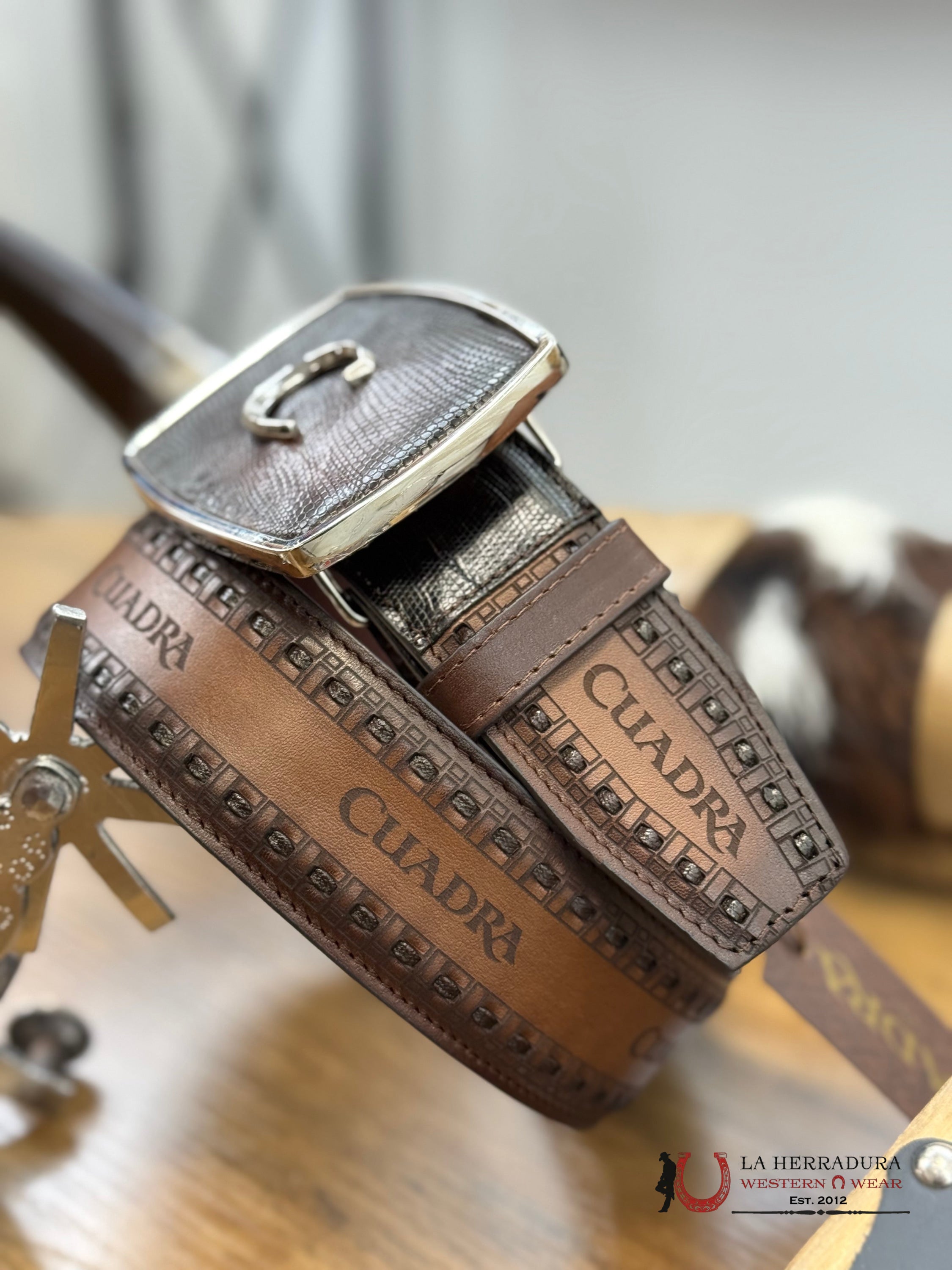 Cuadra Lizard Teju Brown Belt Cinturones Hombres