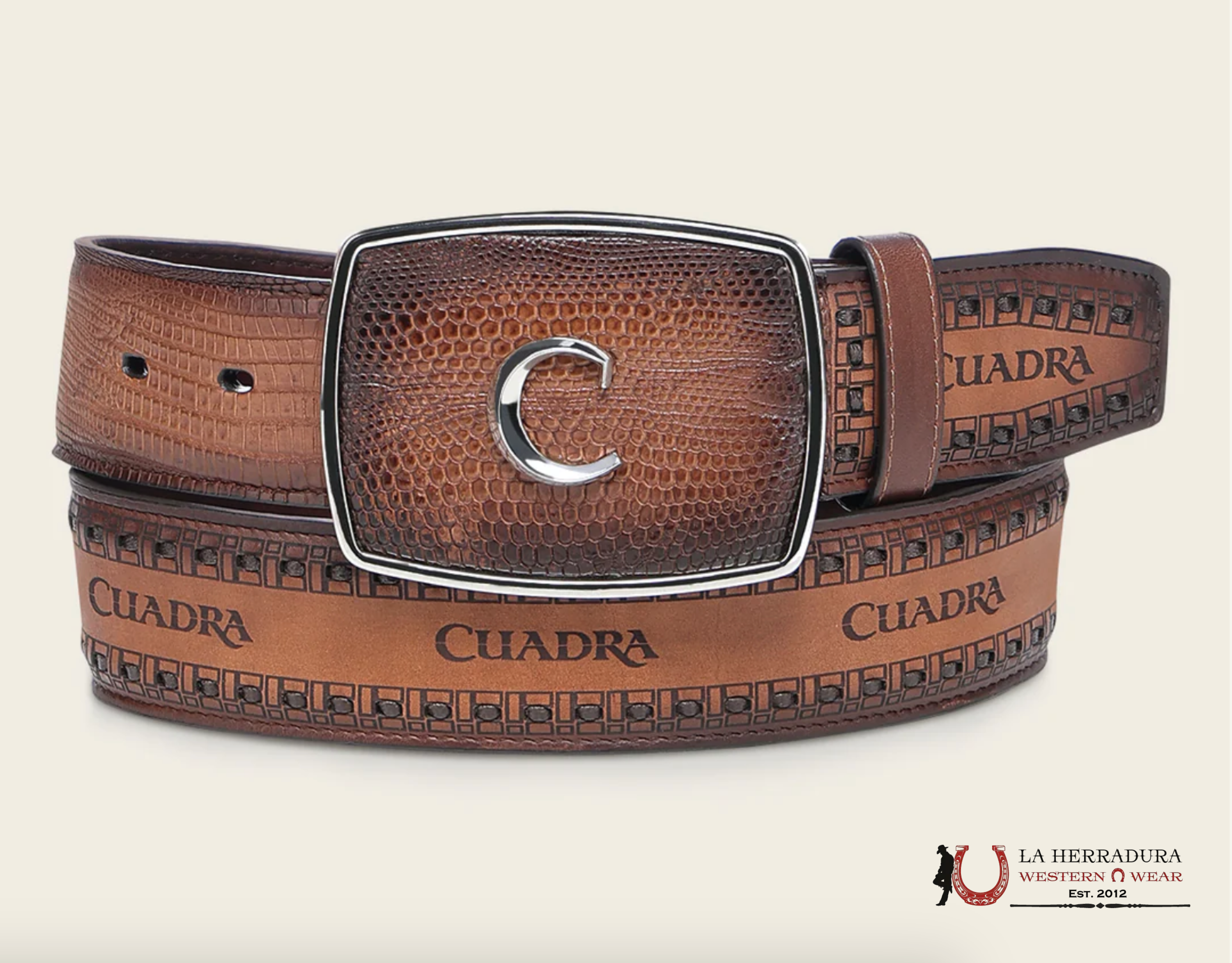 CUADRA LIZARD TEJU BROWN BELT CINTURONES HOMBRES