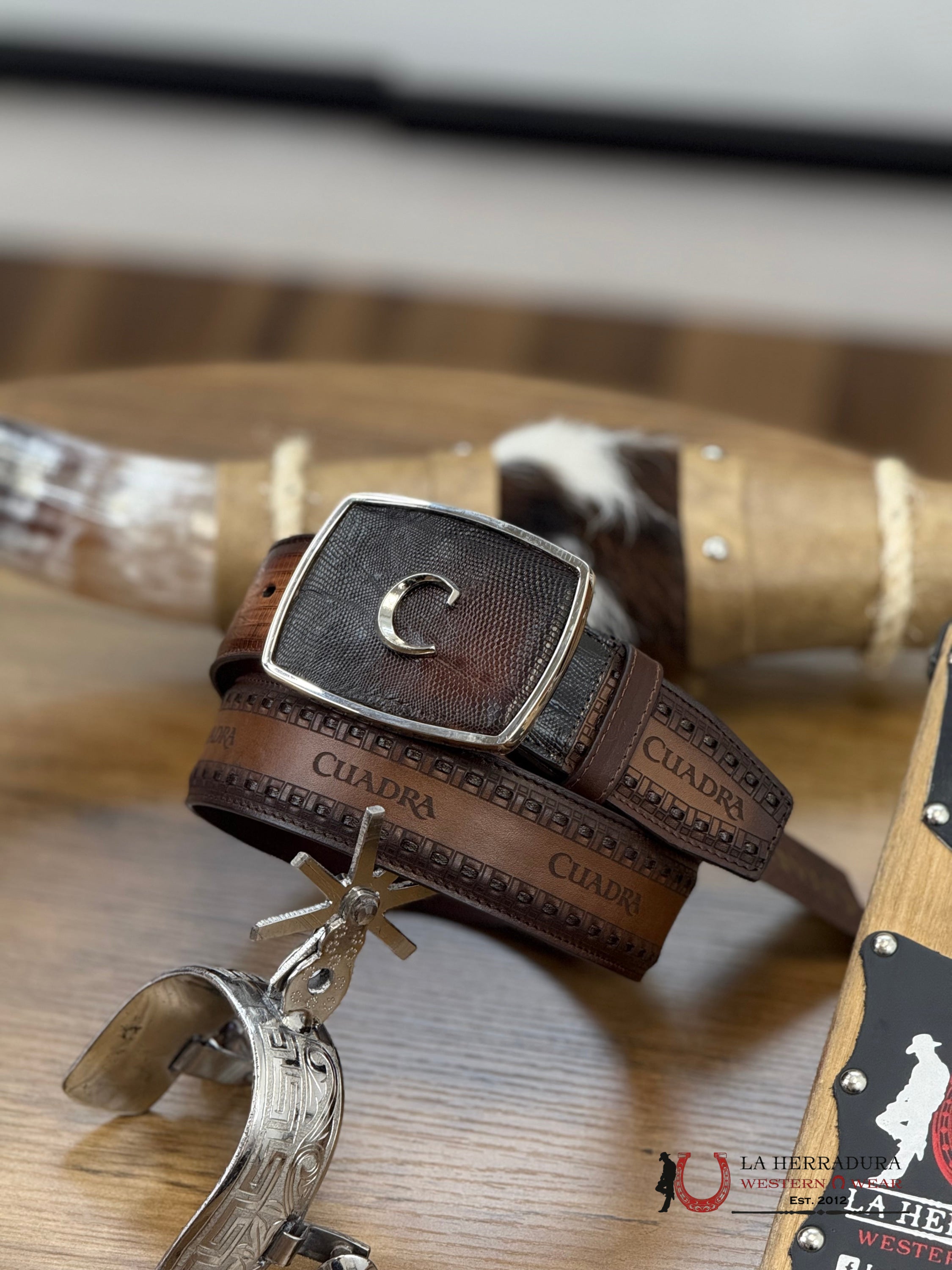 Cuadra Lizard Teju Brown Belt Cinturones Hombres