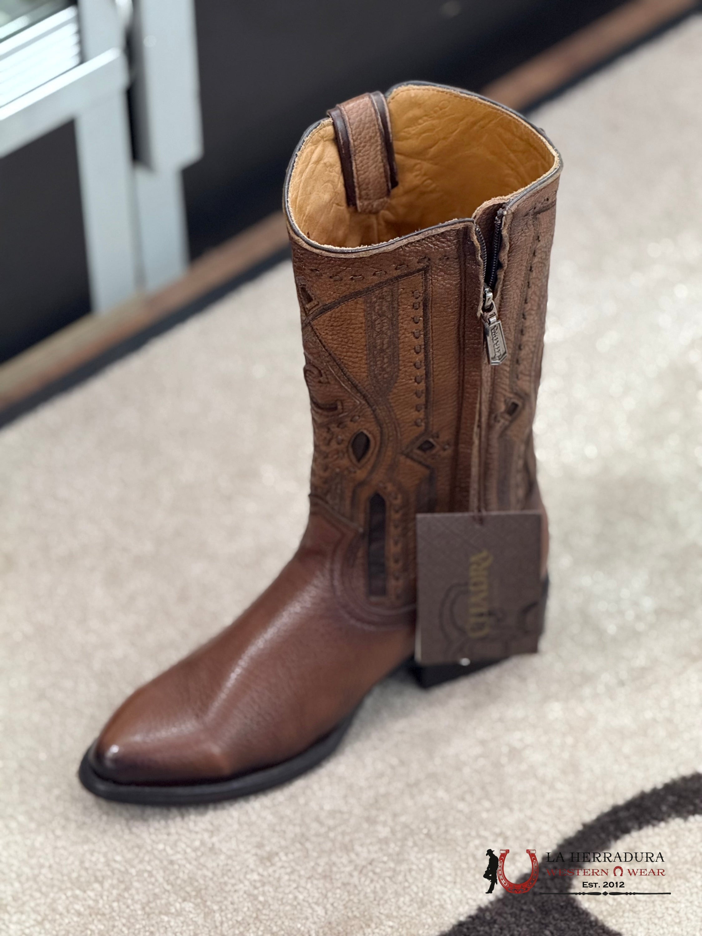 CUADRA MENS 2C1JVE VENADO FIRENZE ALMENDRA SHADOW ROUND TOE DEER BOTAS HOMBRES