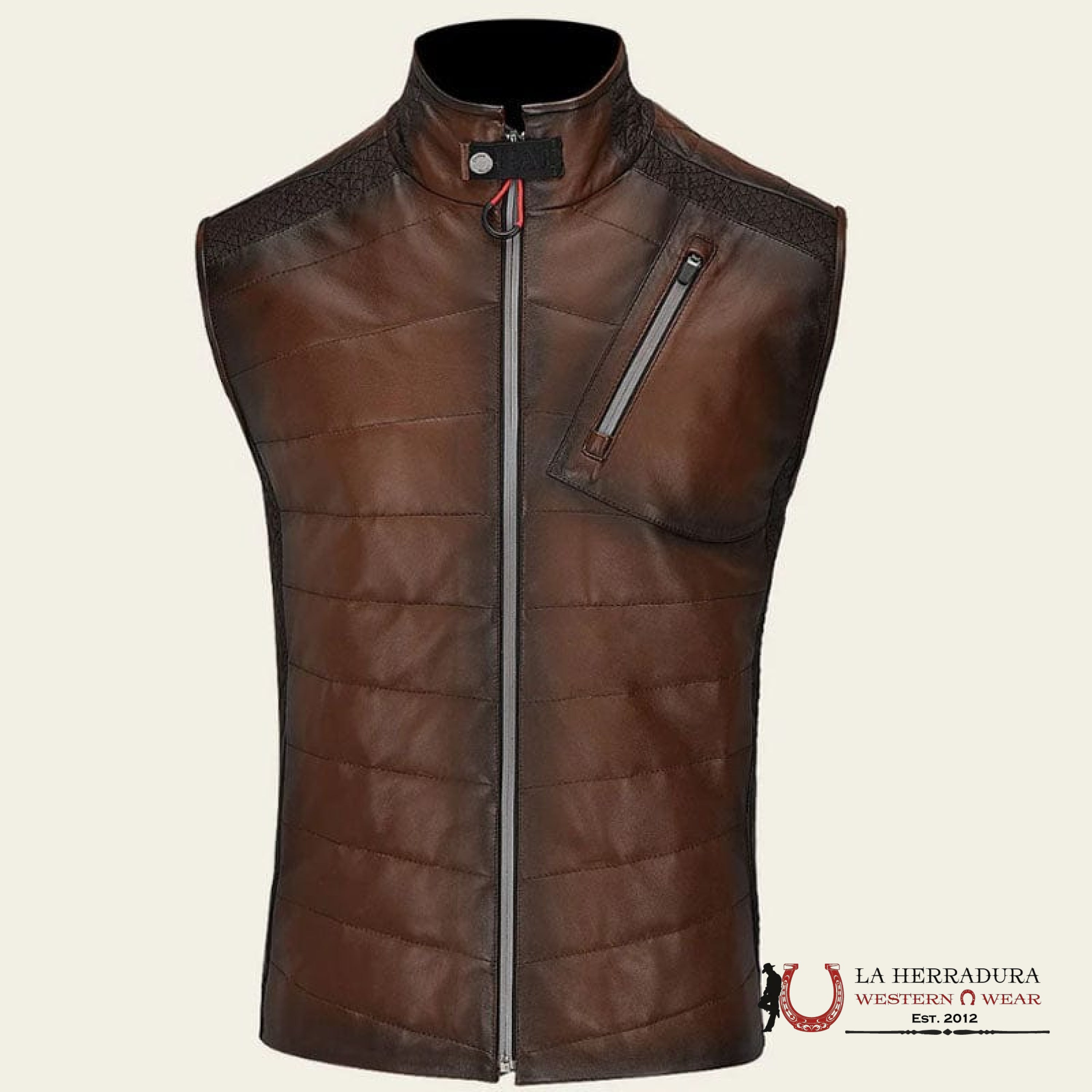 Cuadra Mens Chaleco Cordero Victor Flores Cafe Zipper Ropa Hombres